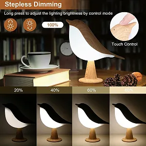 Настільна лампа нічник Cute Bird Lamp акумуляторна сенсорна з регулюванням яскравості Біла synthetic.ua - Фото 1