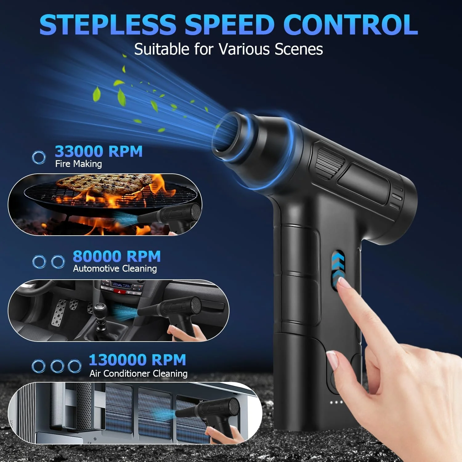 Электрическая воздуходувка LEAZZLE 130,000 RPM 4000 mAh Набор для чистки PC, фото №4