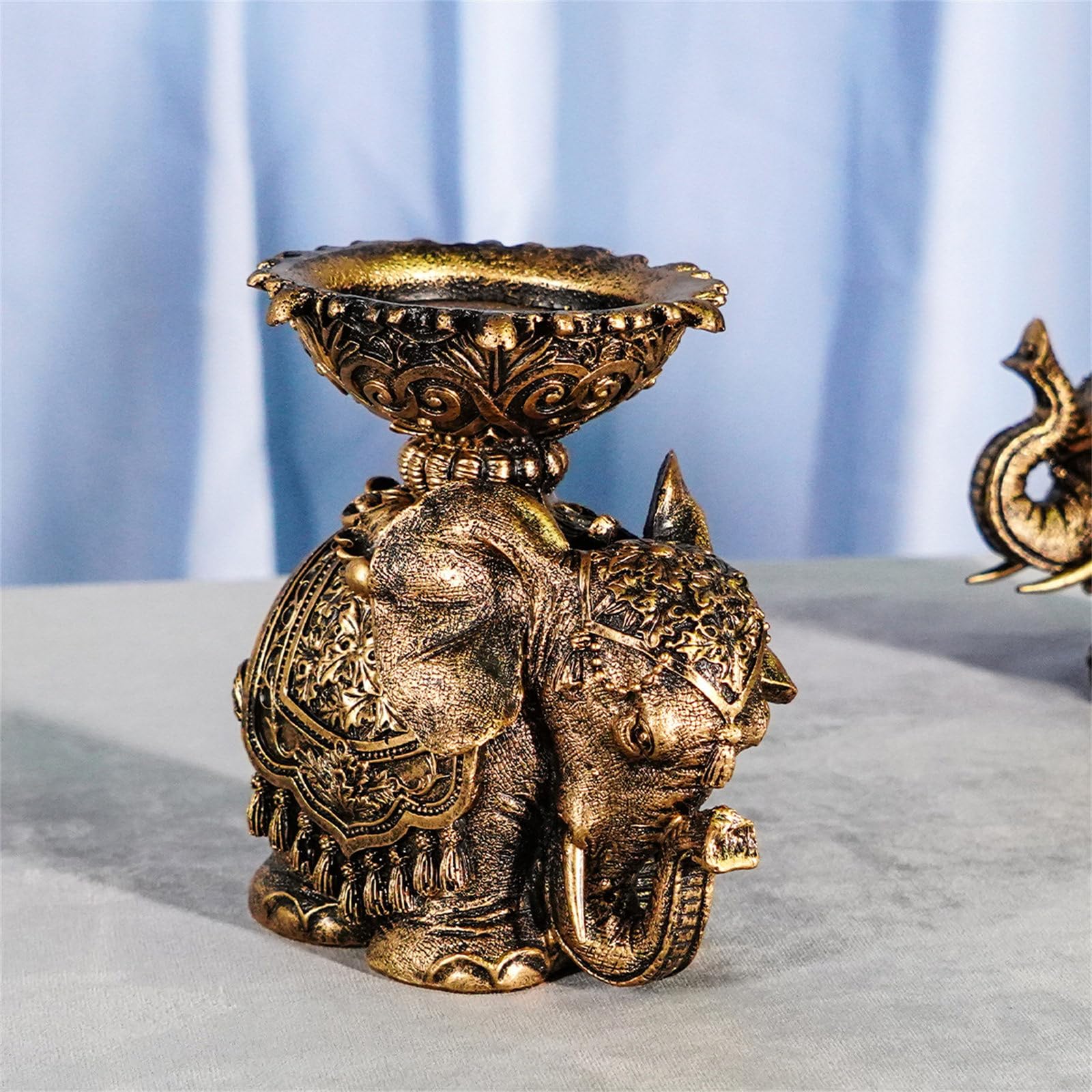 Набор Vintage Embossed Elephant Statue Подсвечники Antique Resin Слонята, фото №7