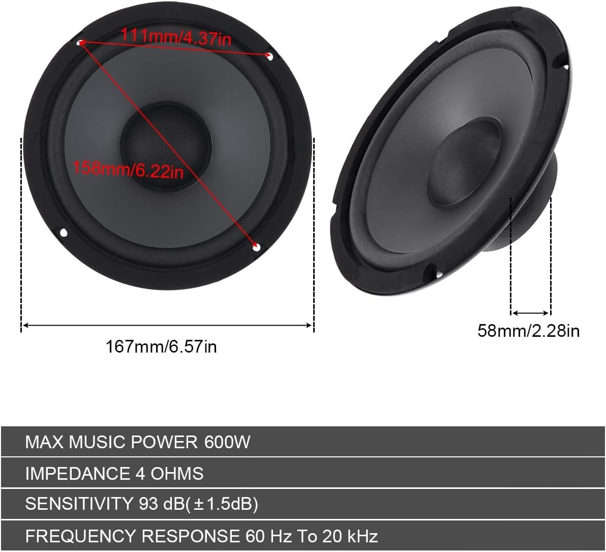 Автомобільні динаміки DriSentri CSA_030 2x6.5'' 600W Black, фото №2