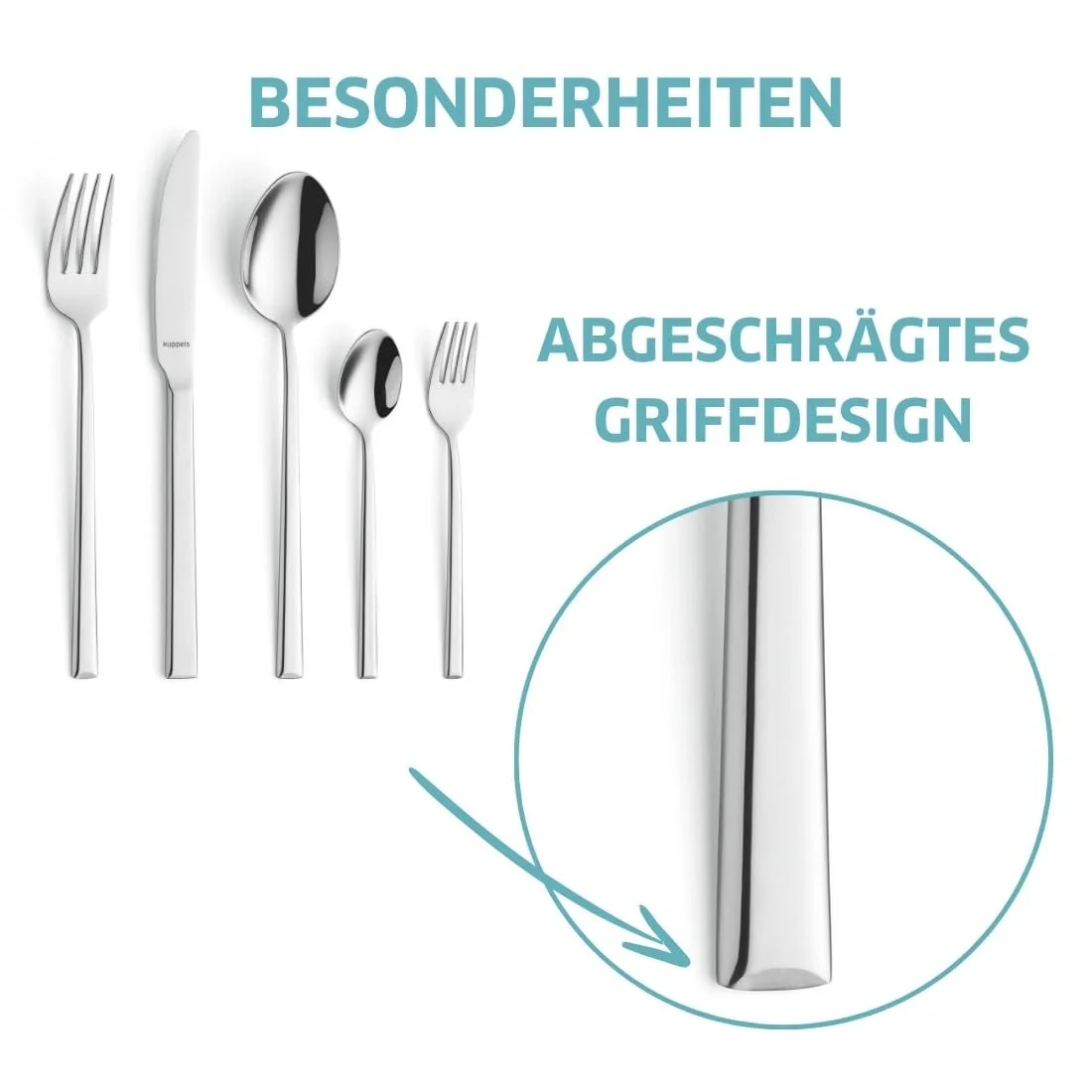 Набір столових приборів KUPPELS Skan 30 предметів Нержавіюча сталь, фото №3
