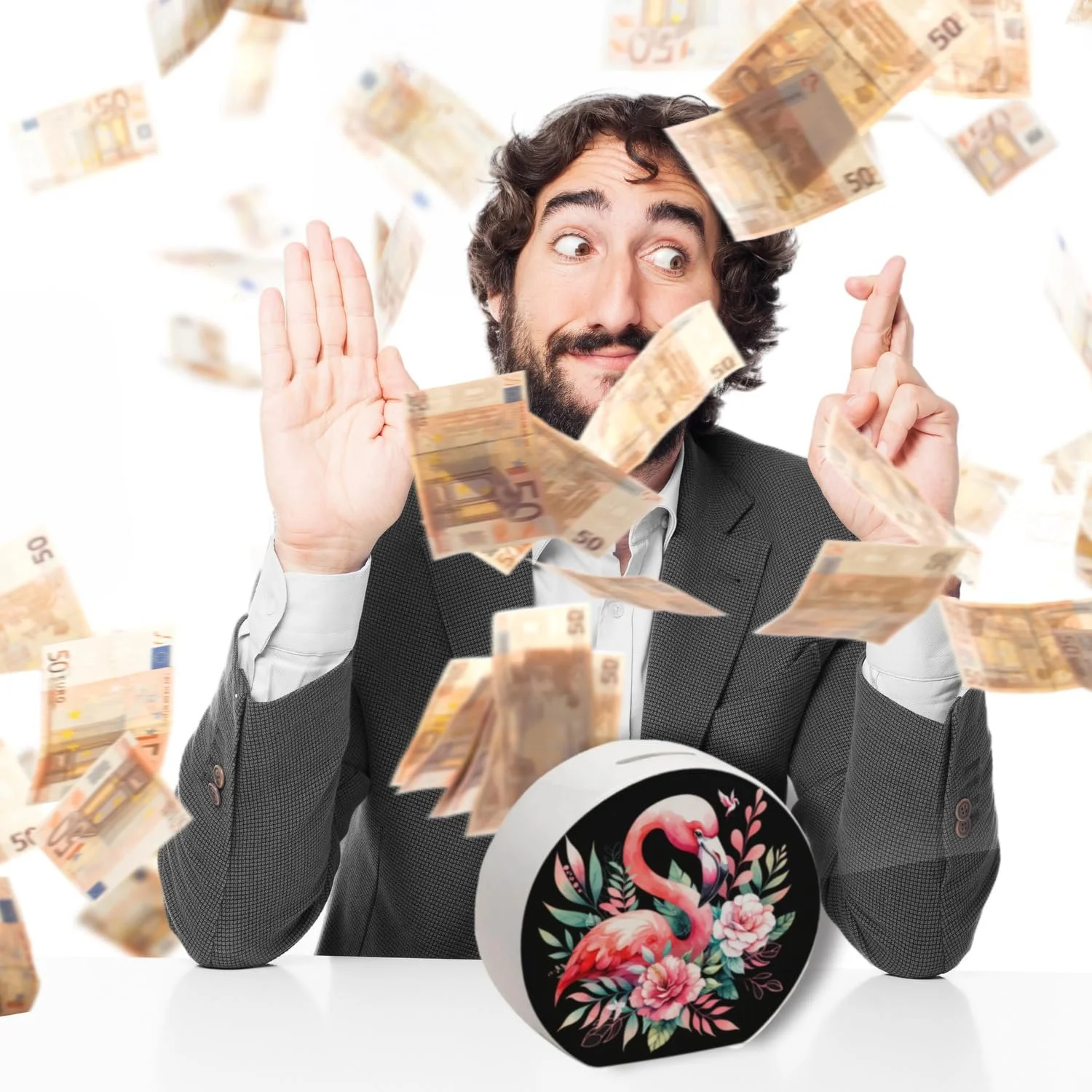 Скарбничка Pink Flamingo Птах керамічна, фото №7