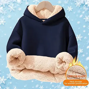 Джемпер Флисовый Generisch Теплый Детский С капюшоном Однотонный Хлопок Плюшевый для спорта на открытом воздухе 3-16 лет - Фото 1