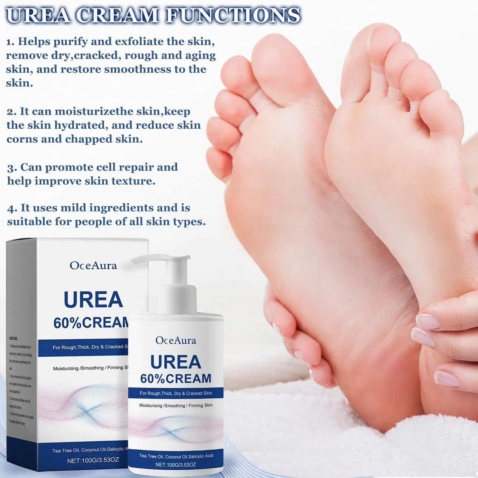 Крем для ног с мочевиной 60% и салициловой кислотой для сухой и потрескавшейся кожи 100 г, фото №5