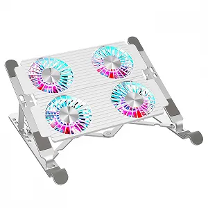 Регулируемая Подставка для Ноутбука UKCOCO с Вентиляторами Алюминиевая Охлаждающая Подкладка для Стола Эффективное Охлаждение Ноутбука Эргономичная Высота Стабильная Подставка - Фото 1