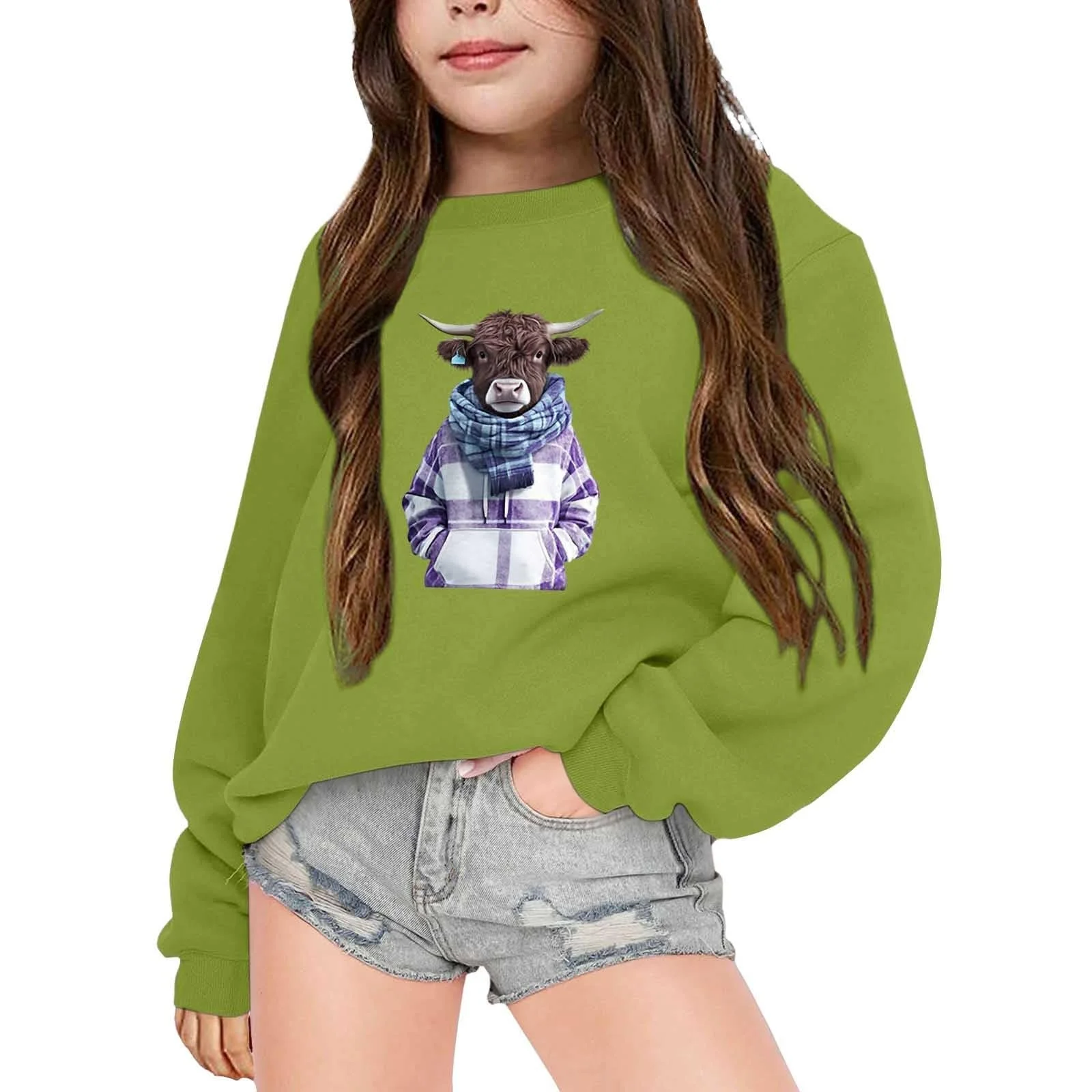 Рождественский свитер для девочек, детский зимний свитер с коровьим рождественским принтом, теплая и удобная куртка-свитер для мальчиков и девочек, фото №1