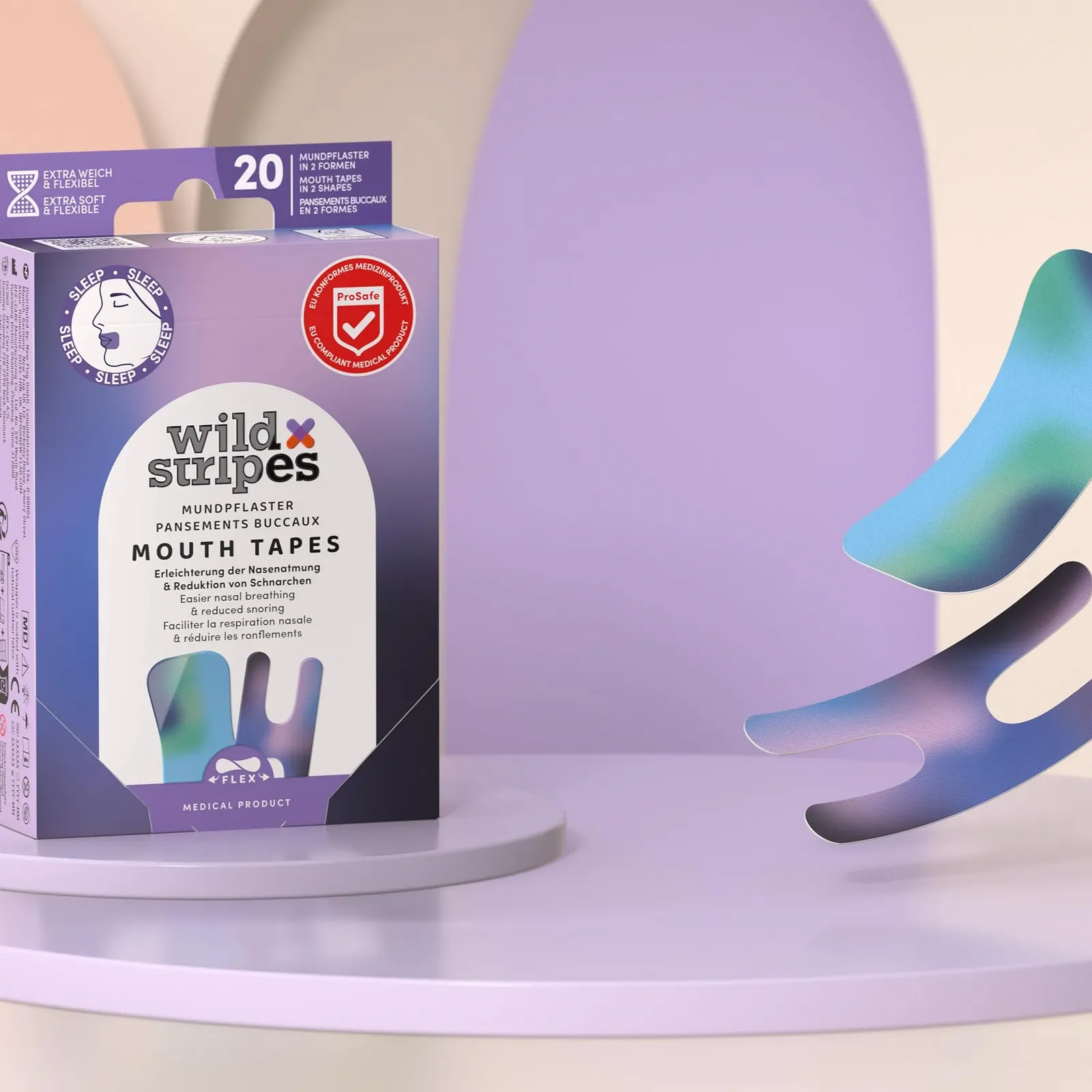 Полоски на рот Wild Stripes Sunset пластыри для рта для лучшего дыхания носом и спокойного сна., фото №3