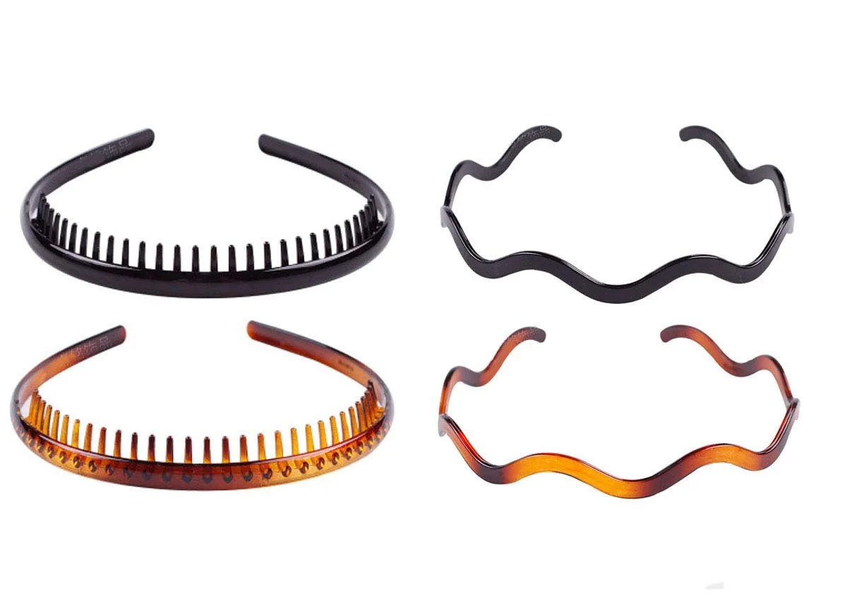 Обруч для волосся Пластик 4 шт Чорний, Коричневий, фото №1