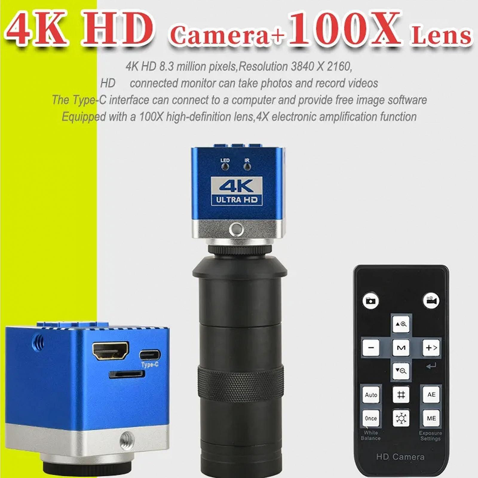 Камера для микроскопа 4K HD 8.3MP, камера для видеоиндустрии с 100-кратными объективами, фото №2