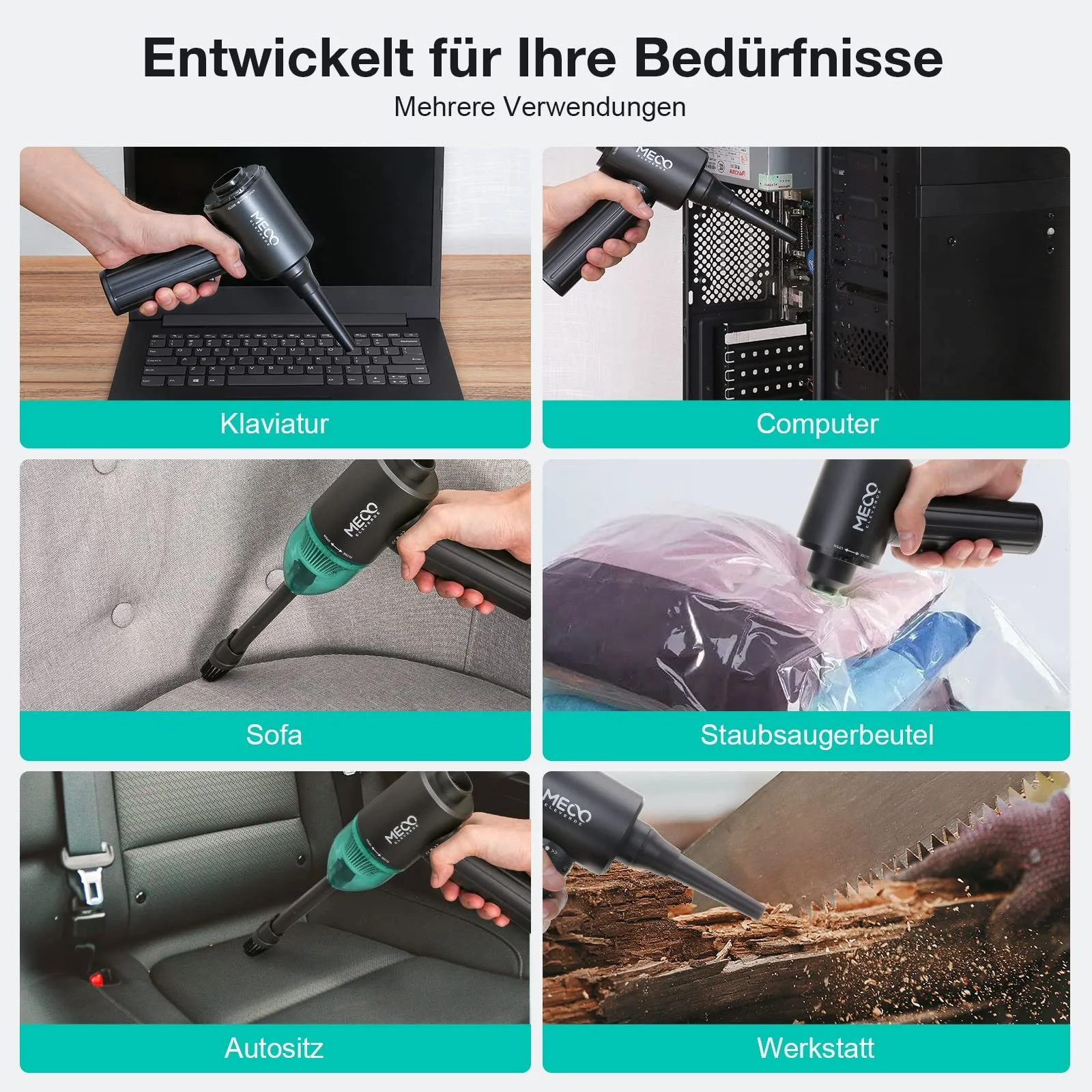 Повітродувка та пилосос 2 в 1 MECO ELEVERDE 90000 об/хв 12 кПа 3 швидкості Type-C, фото №9