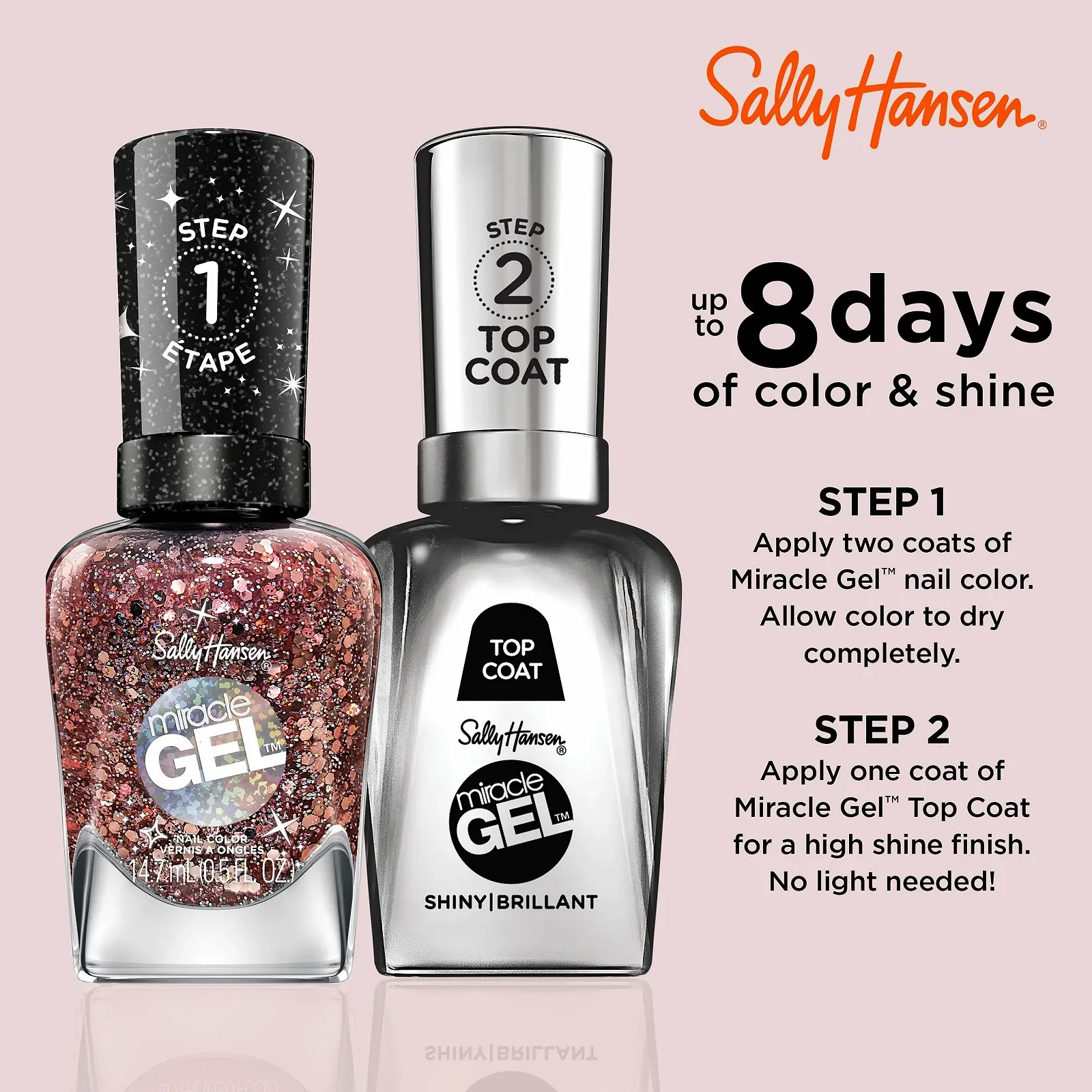 Гель-лак Sally Hansen Miracle Gel 909 All Is Bright, фото №4 Гель-лак Sally Hansen Miracle Gel 909 All Is Bright, фото №4