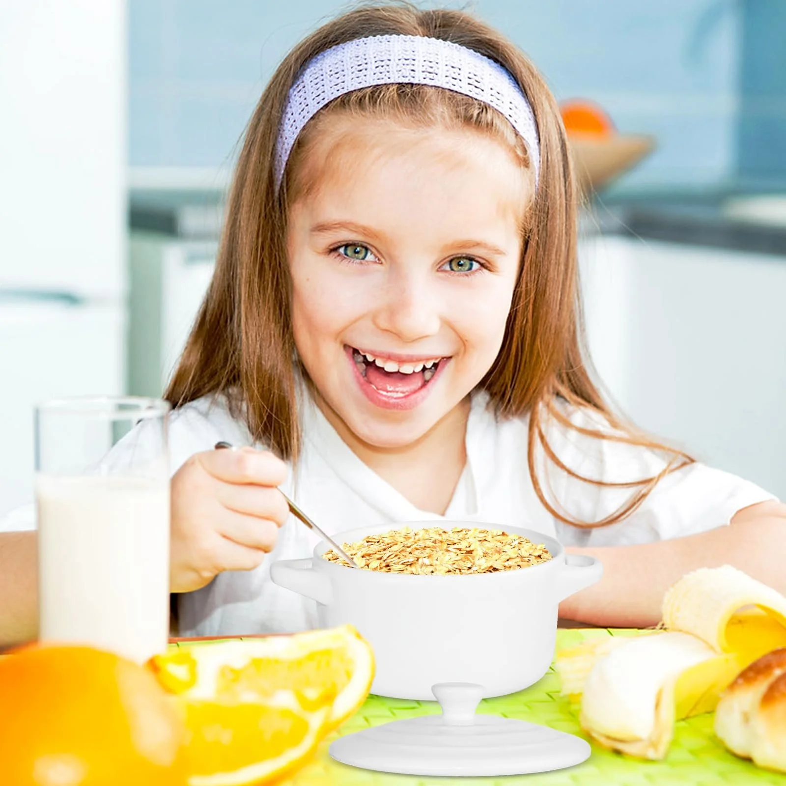 Форма для запекания Керамическая 5,5 дюймов С крышкой Белый, фото №5 Форма для запекания Керамическая 5,5 дюймов С крышкой Белый, фото №5