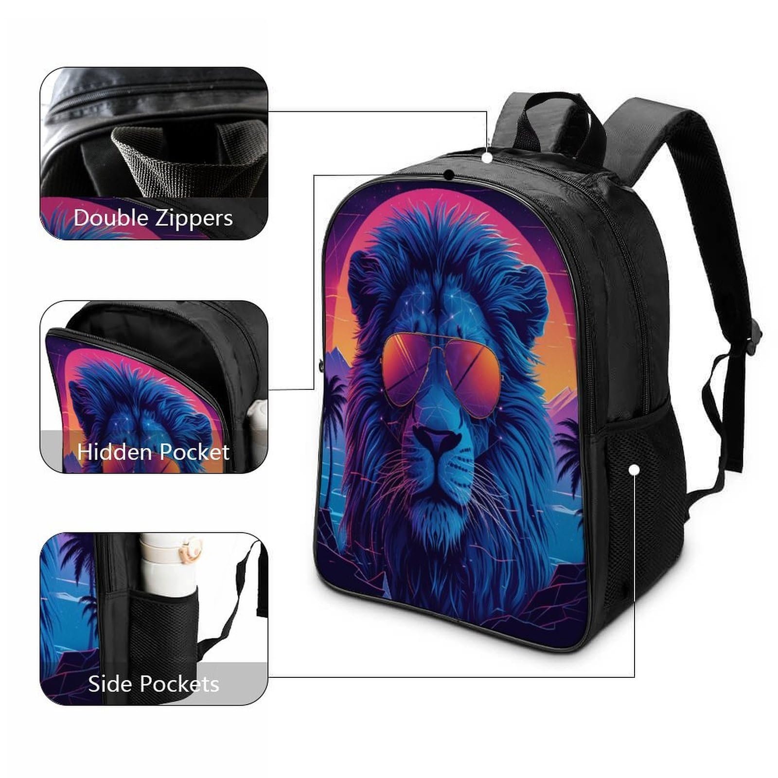 Рюкзак Lion 3D DPEOANEBN 40 x 28 x 16 см, Стиль-7, фото №3