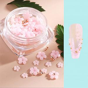 Подвески для дизайна ногтей Цветы, 40 шт, цветы, шарики стальные, набор для ногтей, акриловая смола, заклепки для ногтей, розовый цвет - Фото 1