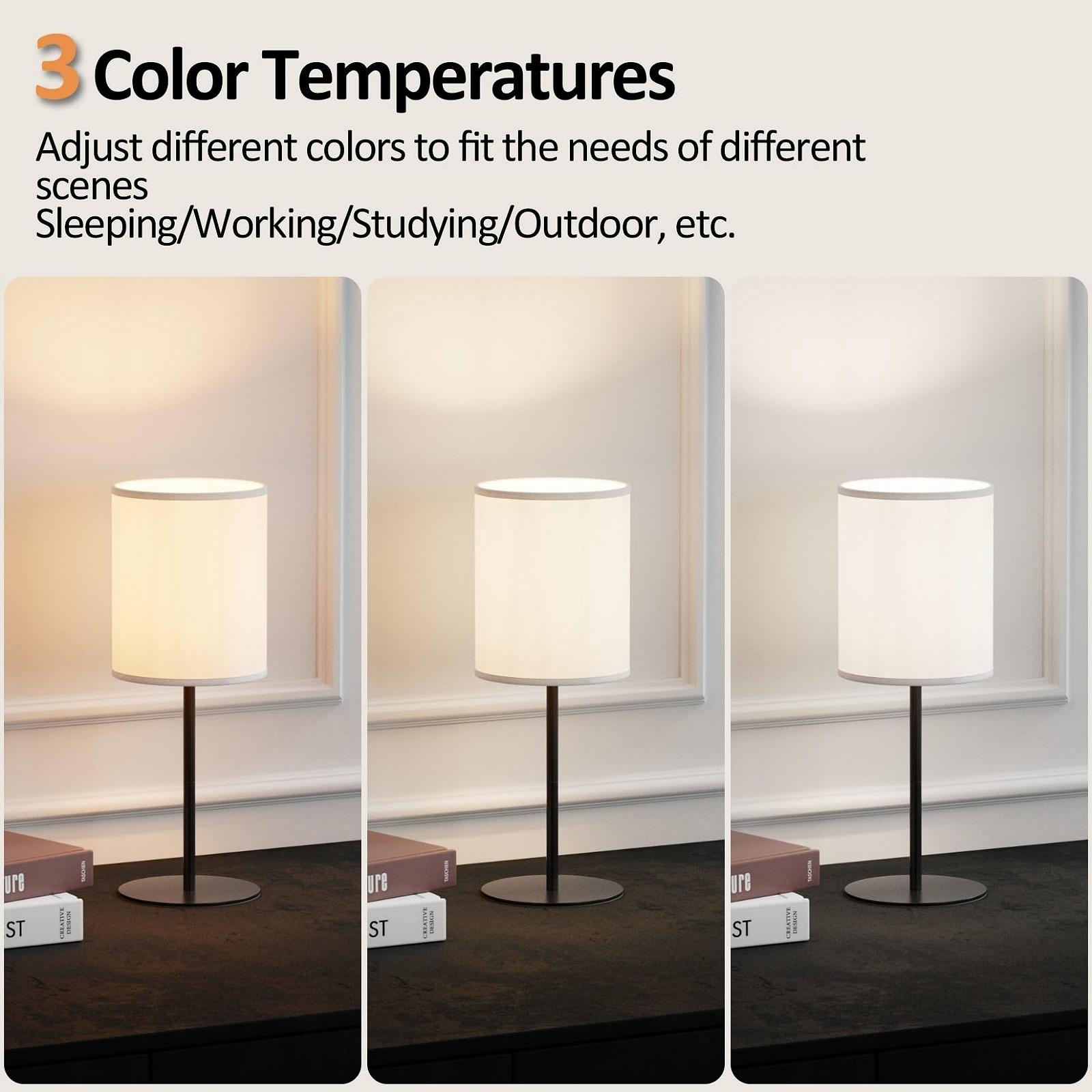 Настільна лампа LED Wireless Rechargeable Remote Dimmable Linen Shade Metal Black, фото №3