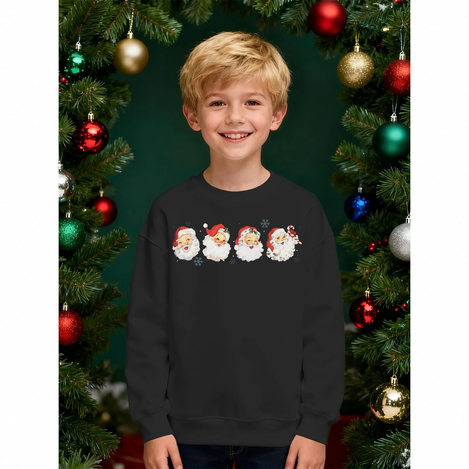 Детский рождественский свитшот для мальчиков и девочек, рождественский джемпер с принтом Санты, праздничная одежда, зимняя детская одежда, хлопковый пуловер с круглым вырезом и длинными рукавами, фото №4 Детский рождественский свитшот для мальчиков и девочек, рождественский джемпер с принтом Санты, праздничная одежда, зимняя детская одежда, хлопковый пуловер с круглым вырезом и длинными рукавами, фото №4