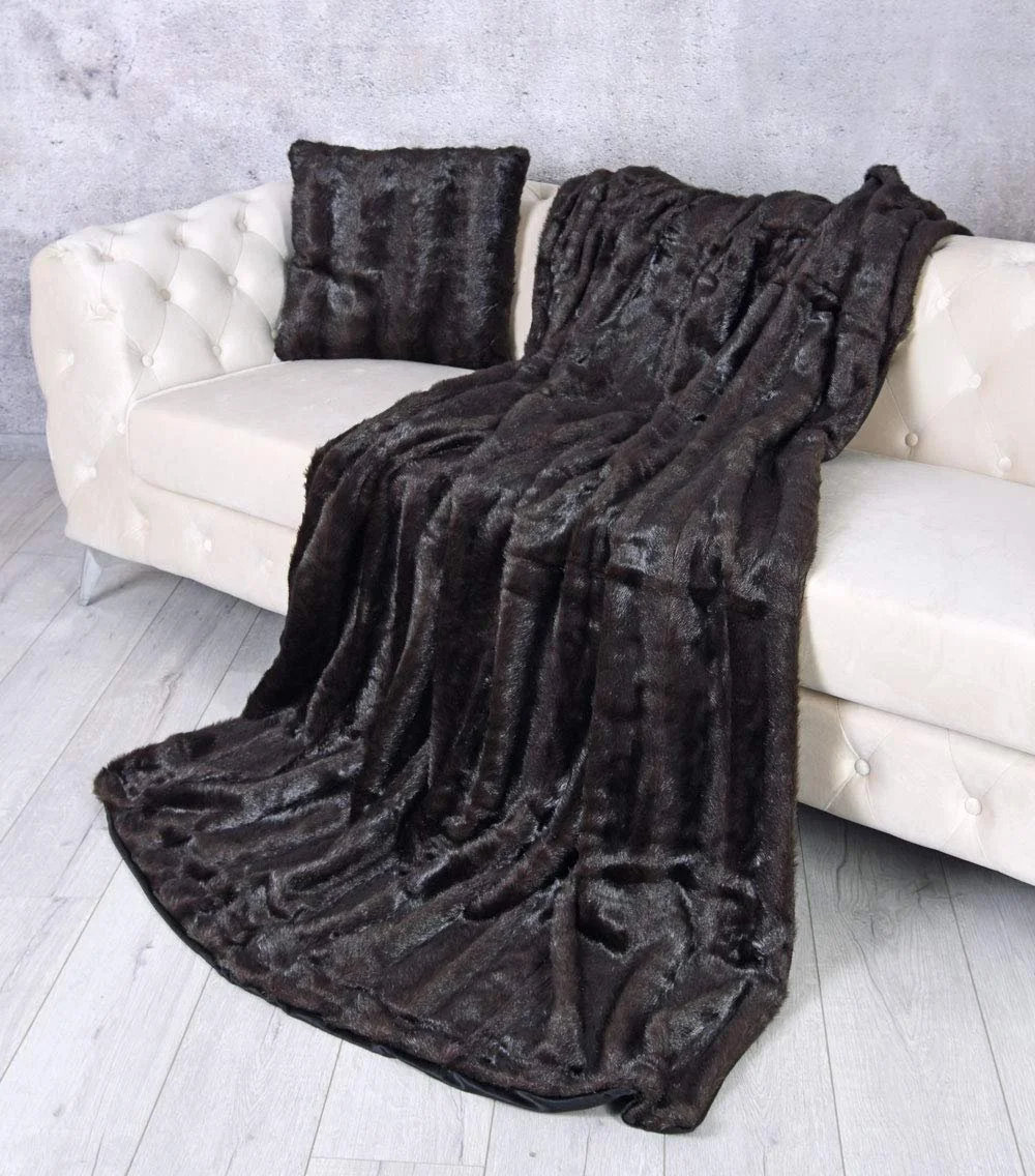 Одеяло Palazzo Luxury из искусственного меха норки 160 x 200 см с мягкой флисовой подкладкой для зимнего тепла pda001, фото №3