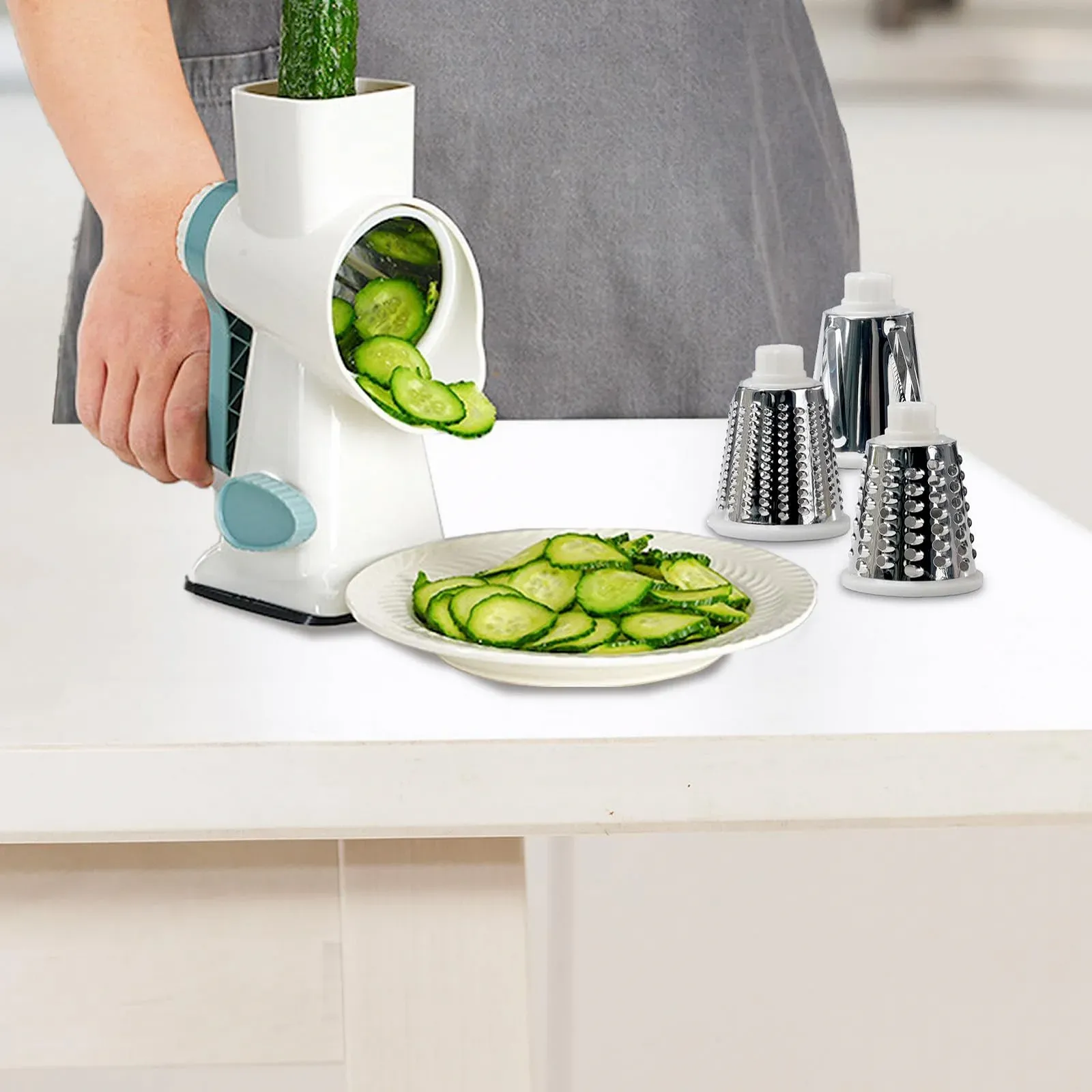 Ручна овочерізка-терка з пресом для часнику для картоплі, моркви для дому, ресторану, кухні, фото №2