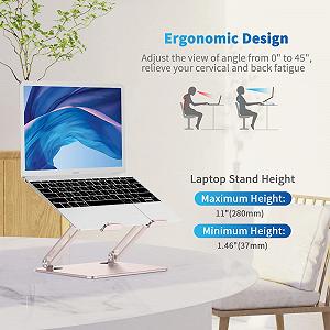 Підставка для ноутбука Gokeda, ергономічна, алюмінієва, з вентиляційним отвором, сумісна з MacBook Air/Pro, Dell, HP, Lenovo, іншими ноутбуками 10-15.6 дюймів synthetic.ua - Фото 1