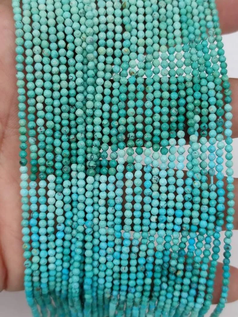 Бусины из натуральной бирюзы, граненые, 2,5 мм, нить длиной 33 см, камень для ожерелья, браслета, фото №1