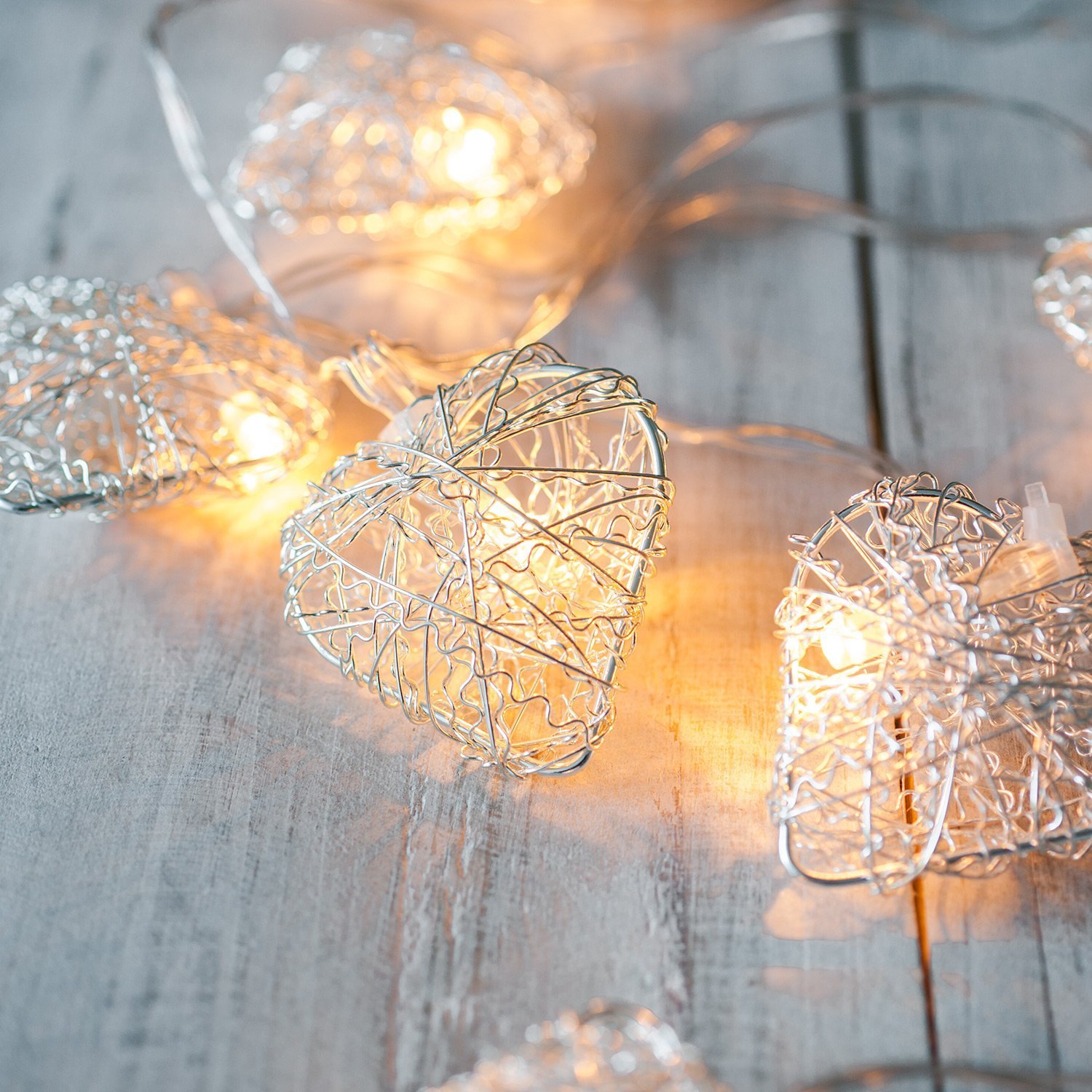 Гірлянда Lights4fun 20 LED Сердечка срібні, фото №1