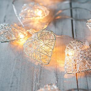Гірлянда Lights4fun 20 LED Сердечка срібні - Фото 1