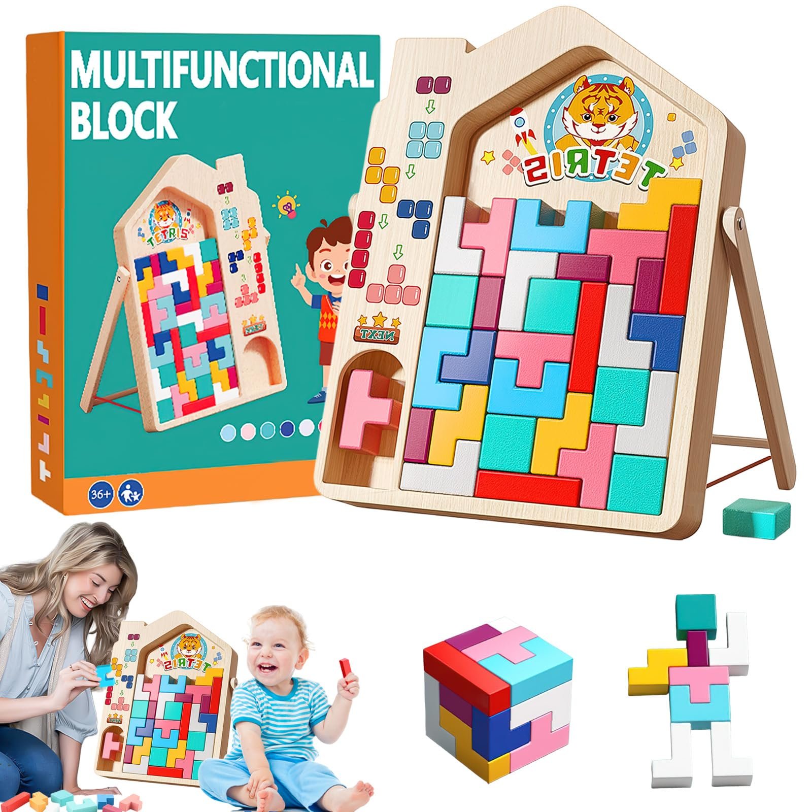 Деревянный пазл panemy Tetris Game 40 блоков Montessori, фото №1