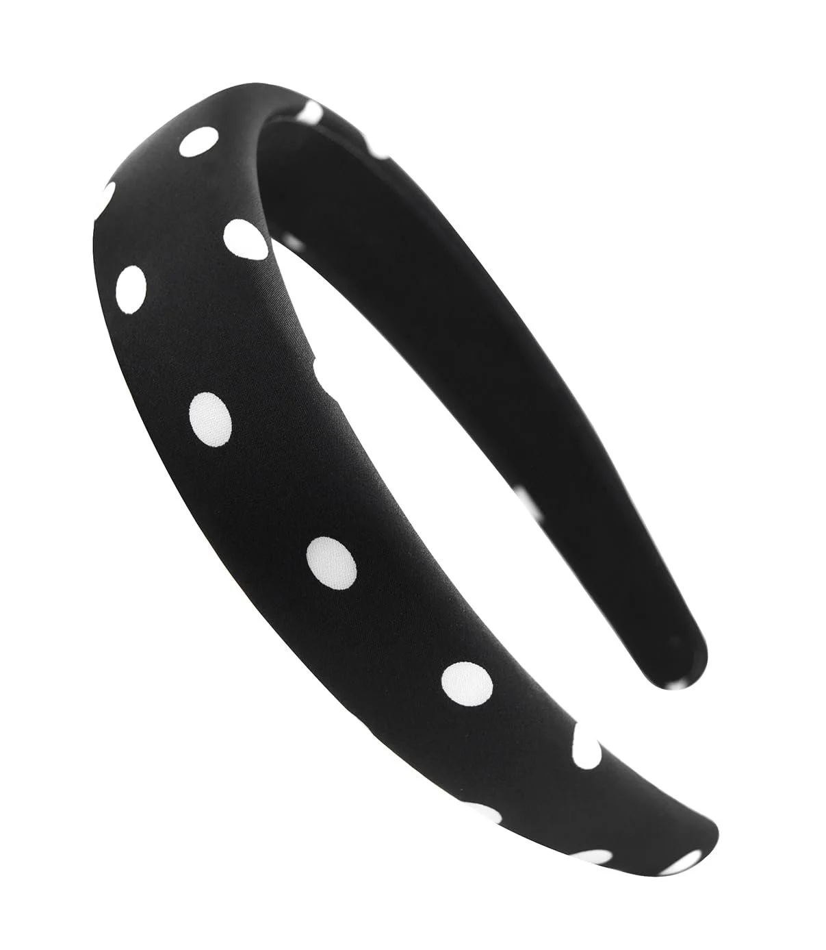Обруч для волосся Axy HRK2P з тканиною, м'якою підкладкою та візерунком у горошок Чорний, фото №3