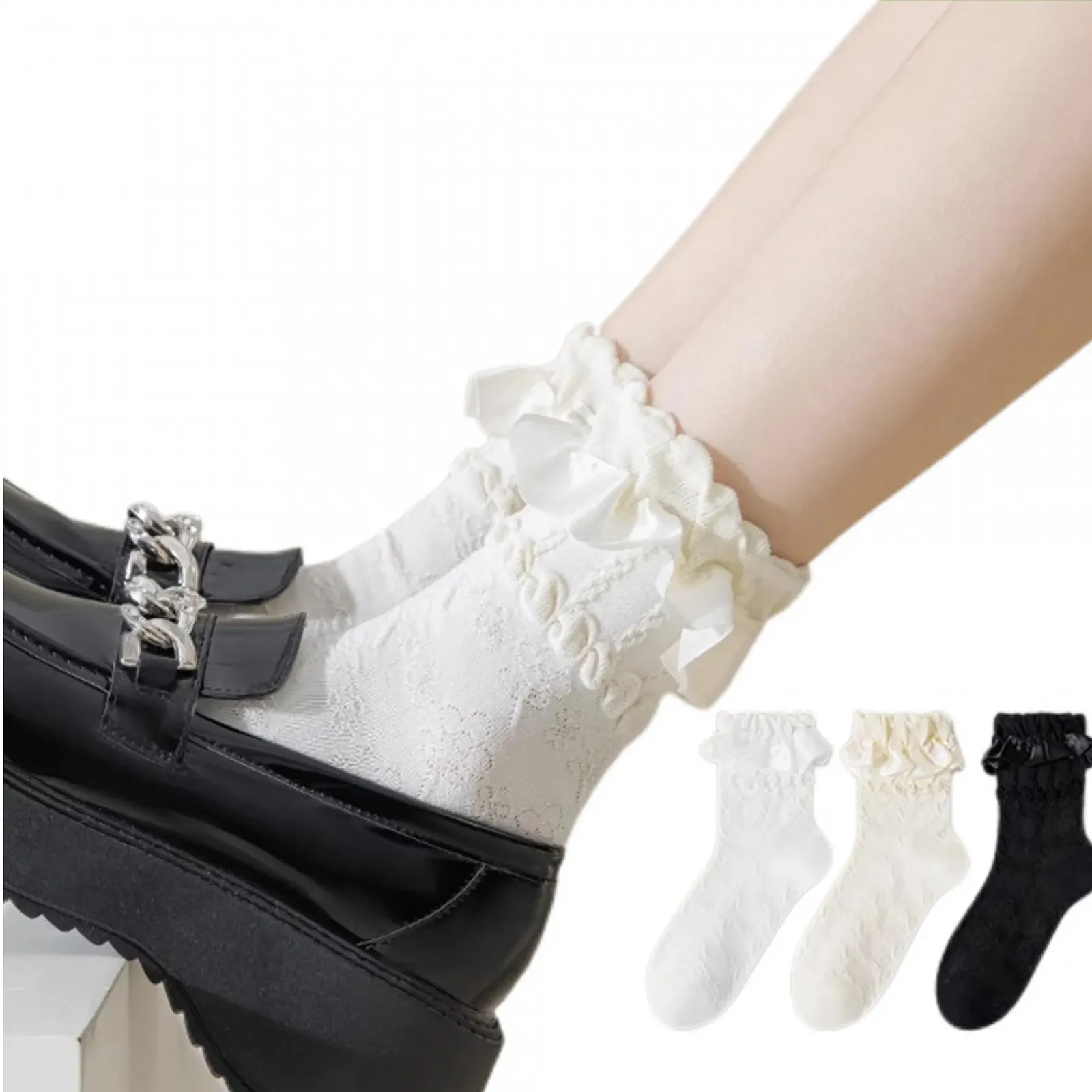 2 пари жіночих шкарпеток з рюшами, фото №6