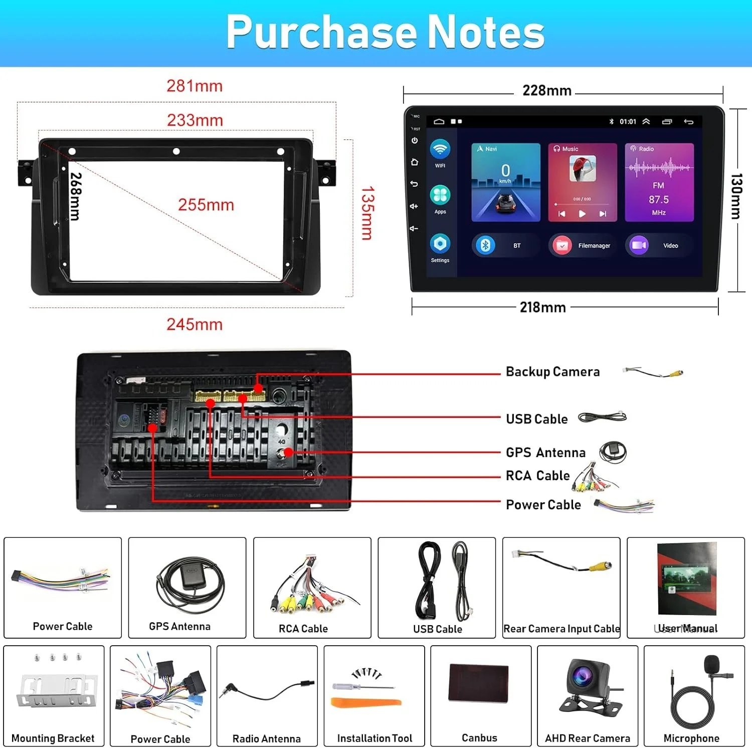 Автомагнитола CAMECHO Car Radio для BMW 3 Series E46 9'' Wi-Fi Bluetooth GPS 4-ядер Android 11 Black, фото №7
