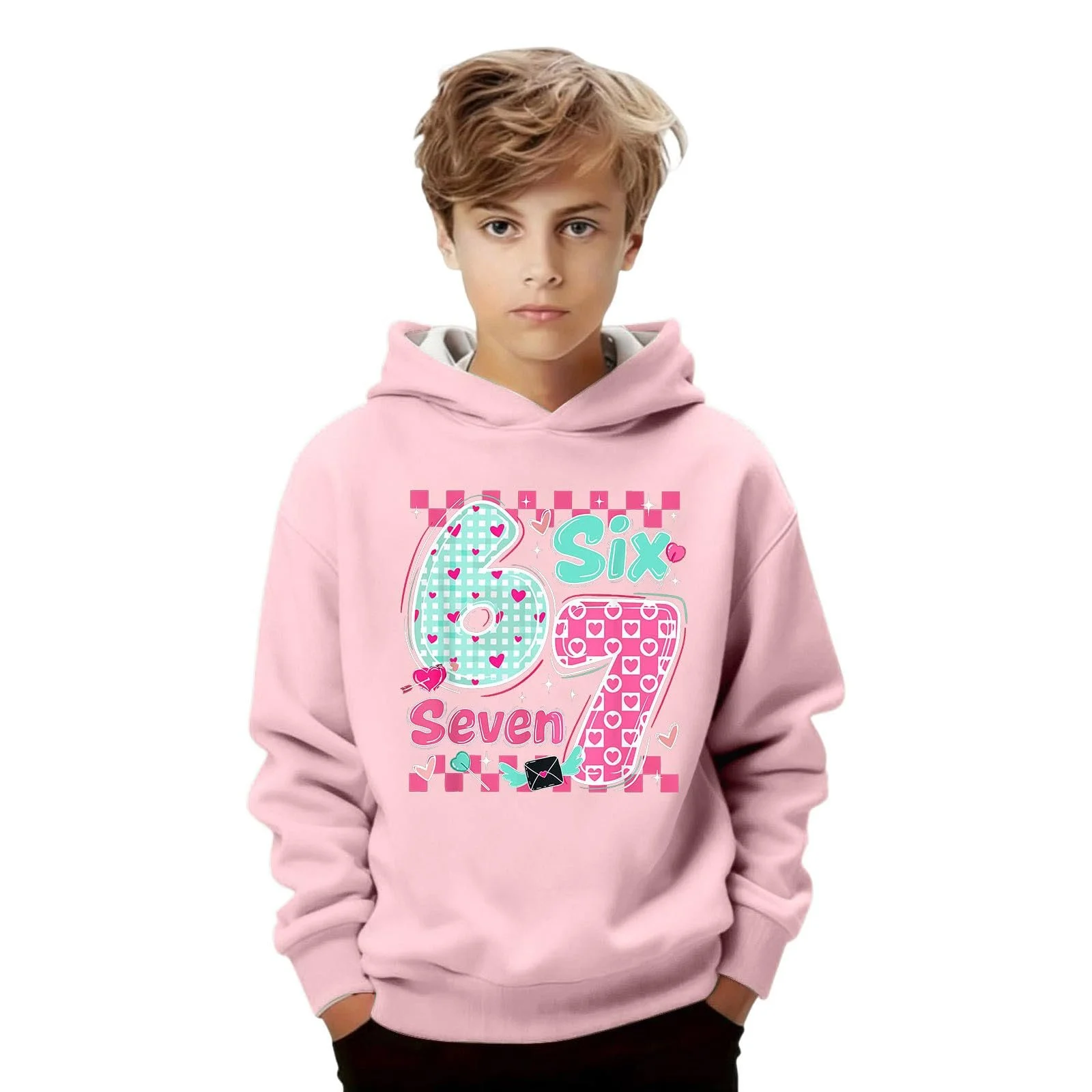 Худи Generisch для девочки с капюшоном, флисовый, теплый, дышащий, с принтом, повседневный, модный, с длинными рукавами, фото №1