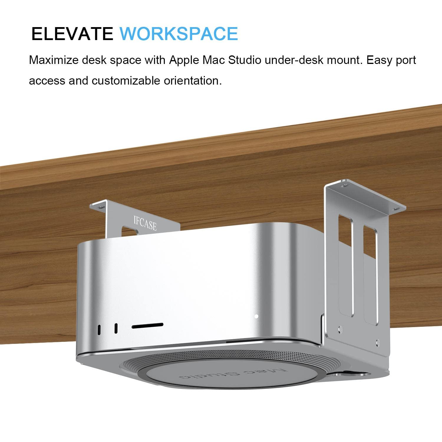 Подставка для ноутбука JEMACHE с охлаждением Mac Studio M2 M1 Max, Ultra с VESA отверстием, алюминиевая, настольная, под стол, настенная, черная, фото №3