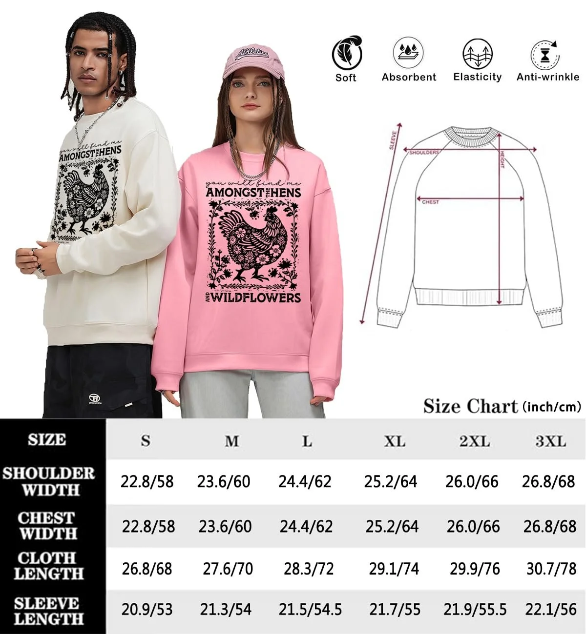 Світшот З Написом "You Will Find Me Amongst The Hens and Wildflower", фото №5 Світшот З Написом "You Will Find Me Amongst The Hens and Wildflower", фото №5