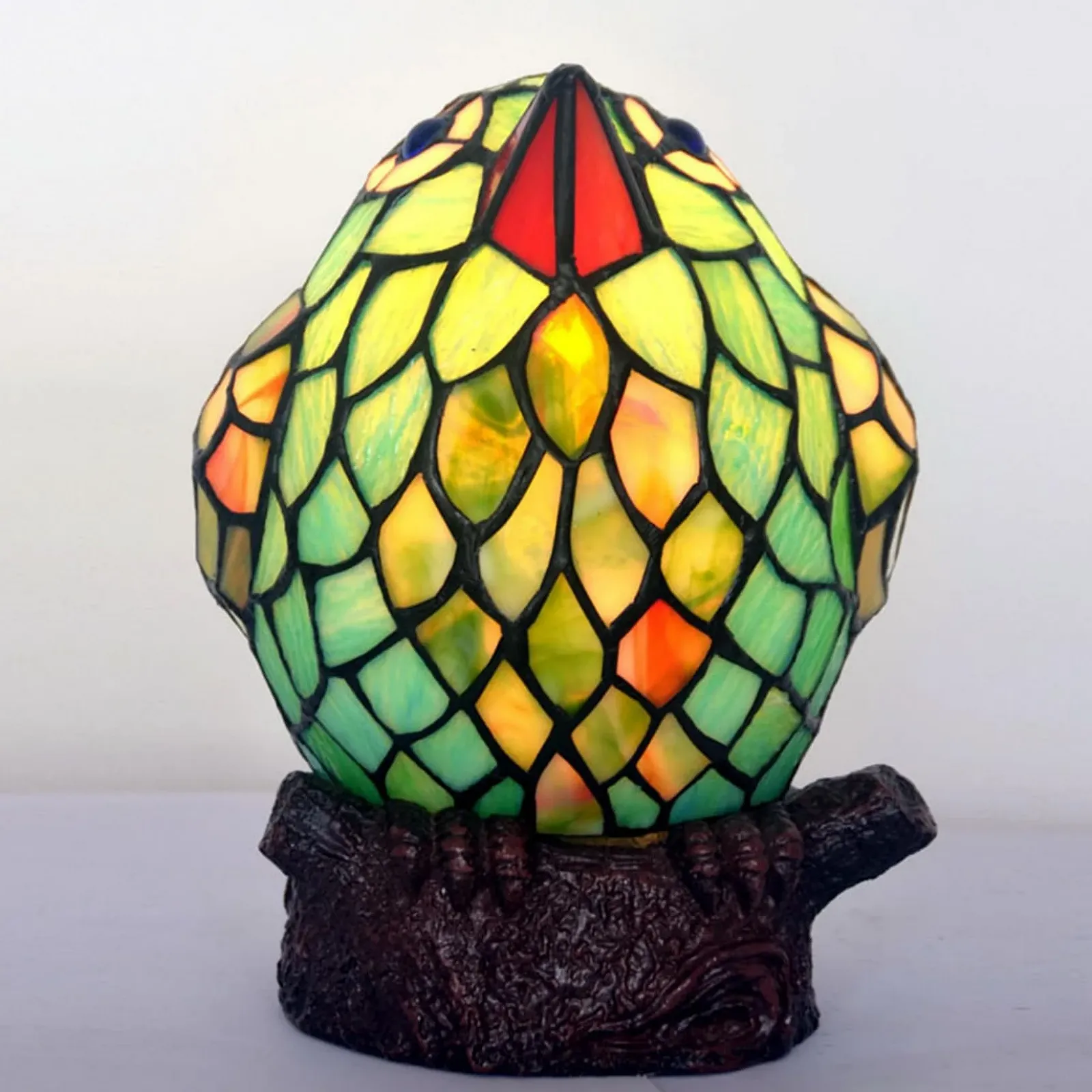 Настільна лампа Mini Small Bird у стилі кантрі з вітражного скла Зелена, фото №3