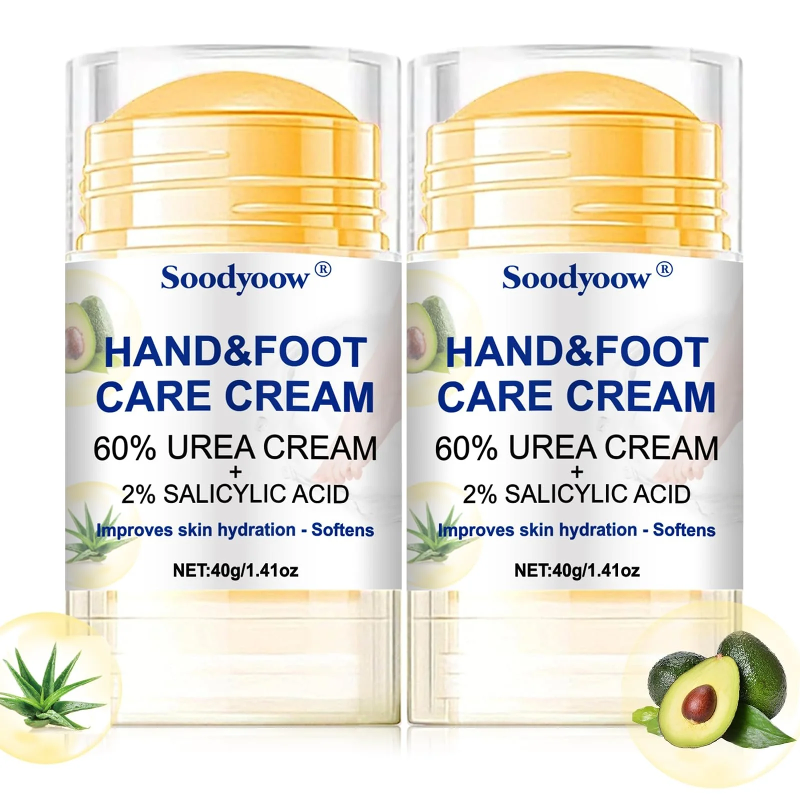 Крем для ног soodyoow с 60% мочевины и салициловой кислотой, 2 х 40 г, фото №1