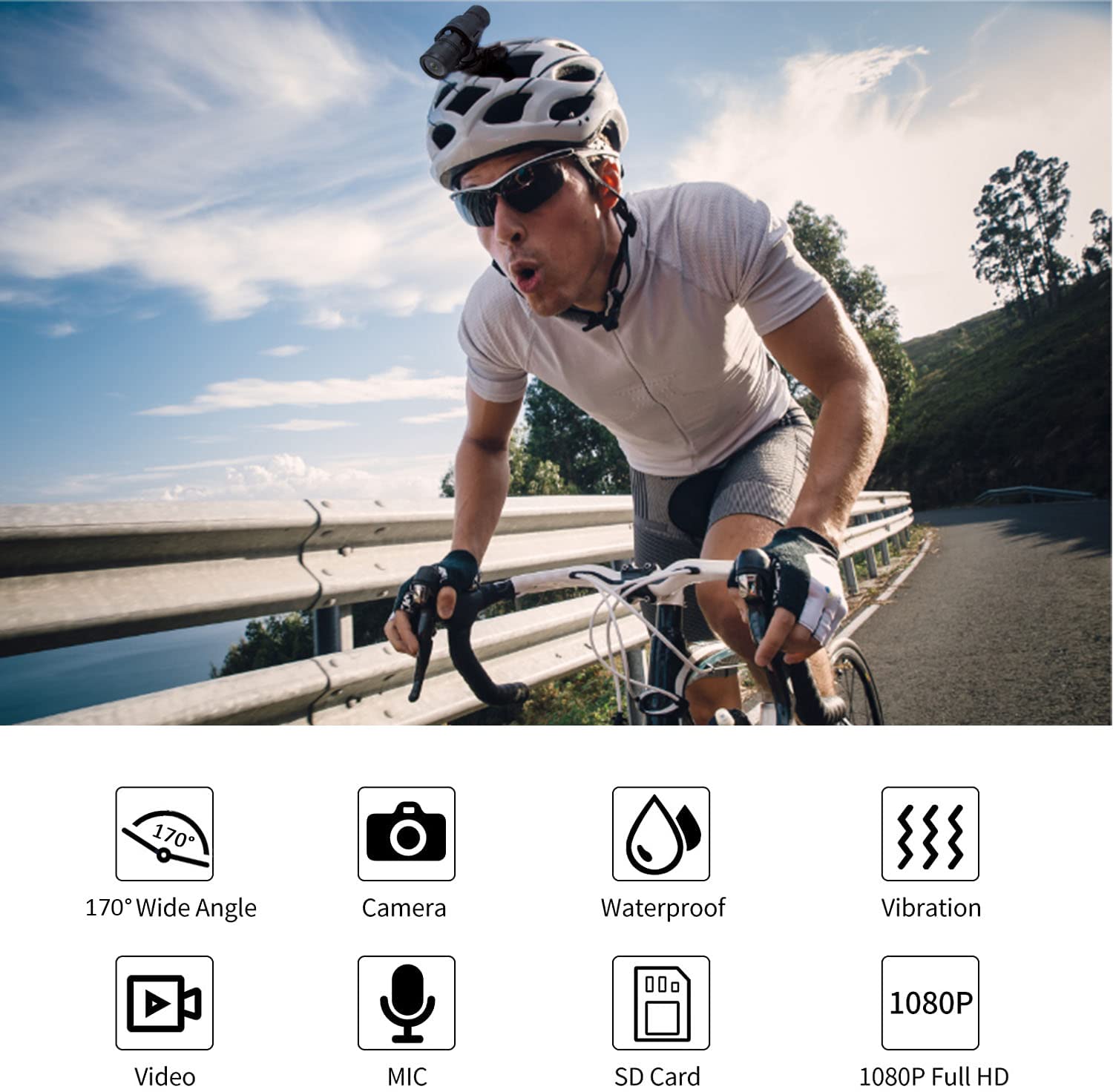 Екшн-камера для велосипедів Bewinner Waterproof Sports DV 1080P 8MP 170° HD, фото №3