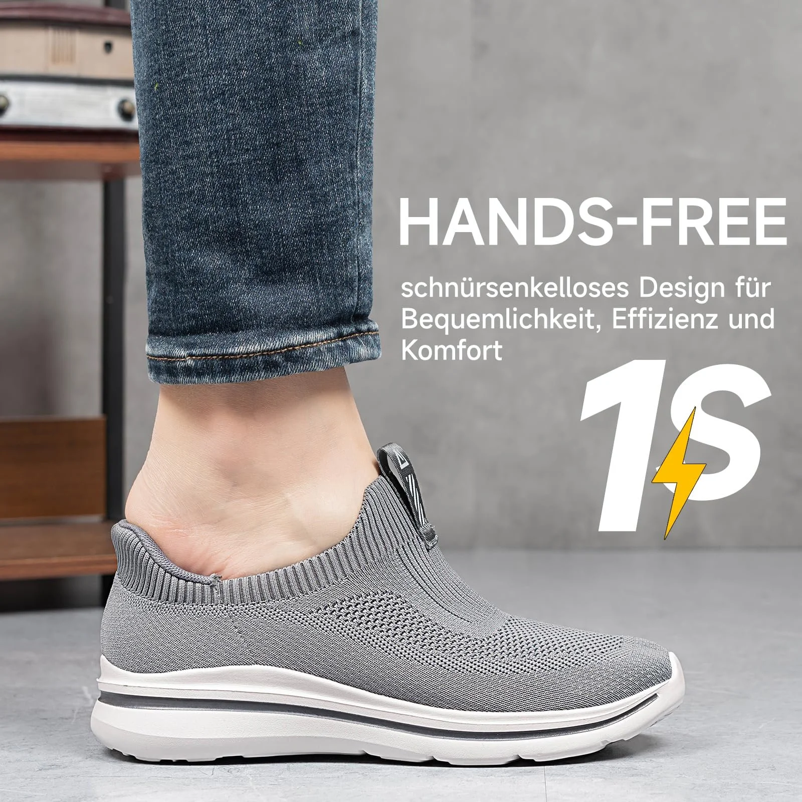 Чоловічі сліпони для ходьби ODCKOI, дихаючі легкі кросівки, атлетичні нековзні кросівки для бігу, фото №3