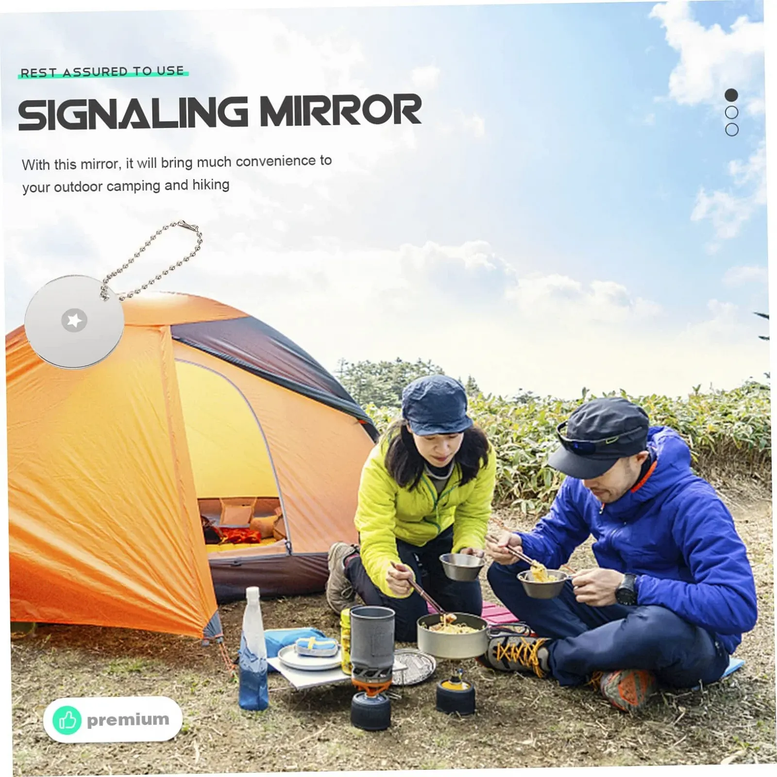 Сигнальне дзеркало Kisangel для виживання акрилове компактне зі шнурком, фото №7