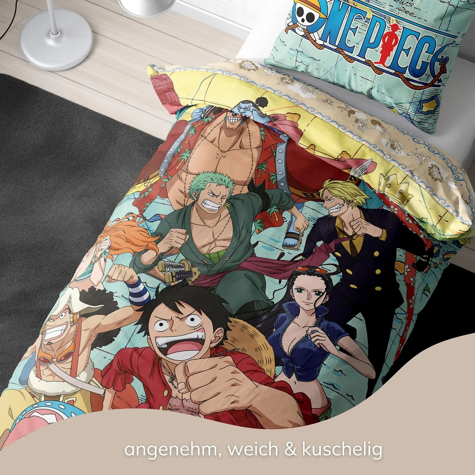 Постільна білизна One Piece 135 x 200 см, Манга Піратська постільна білизна 80 x 80 см + 135 x 200 см, Аніме Підліткова постільна білизна з мікрофібри, Зручна та м'яка (One_Piece), фото №6