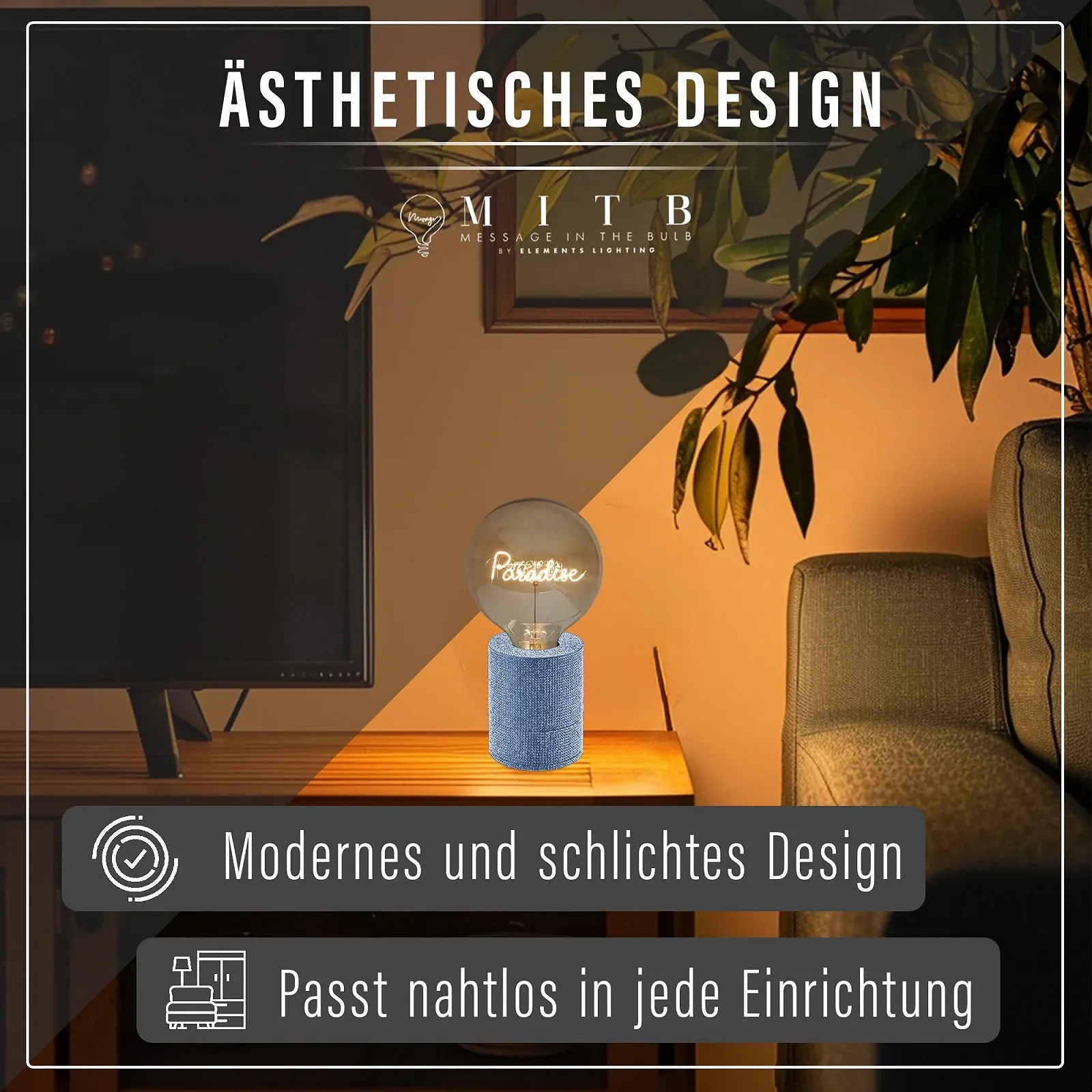 Основание для лампы Elements Lighting Fitz E27 Blue Glitter, фото №1