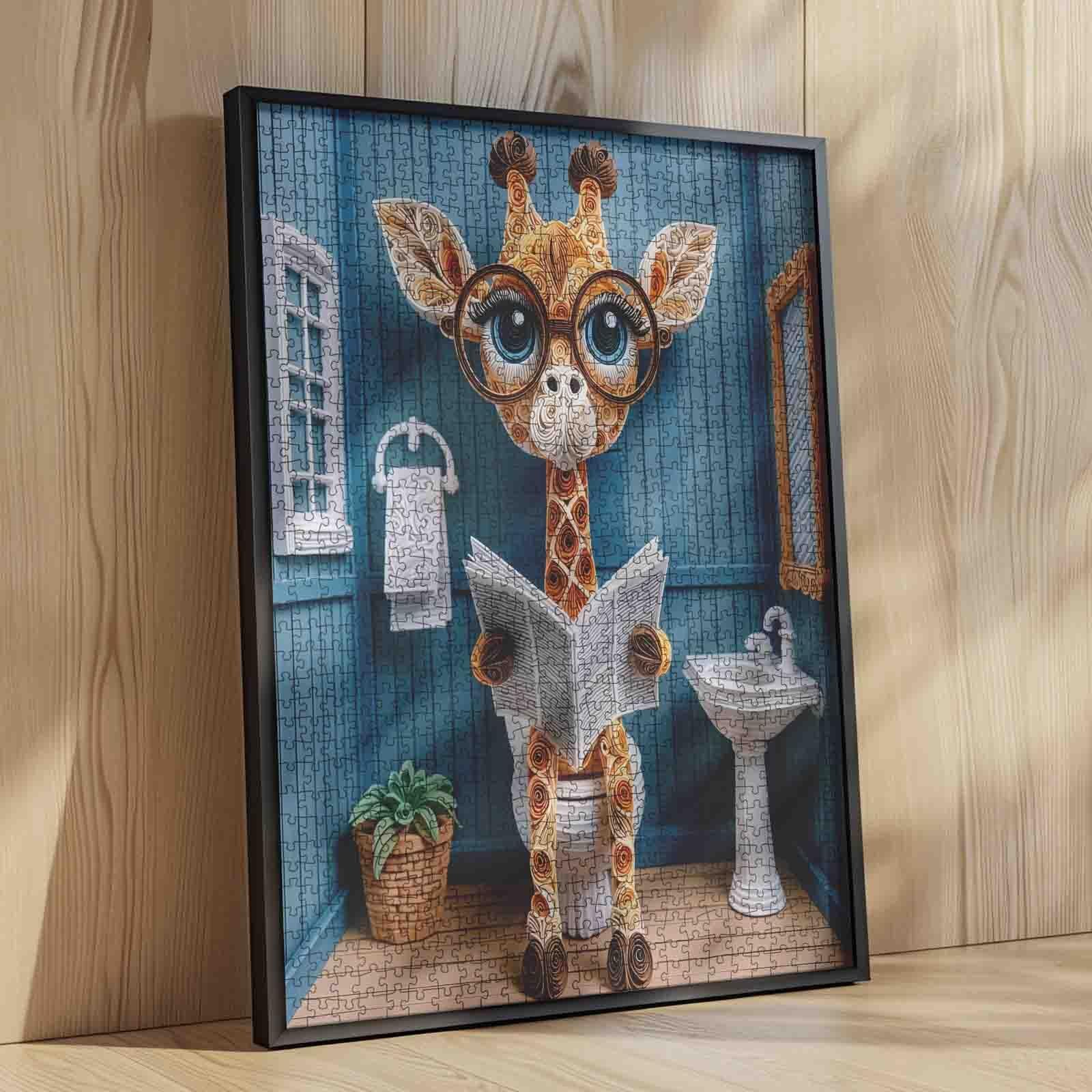 Пазл Walarky Giraffe Cute Toilet Glasses Reading Newspaper 1000 деталей 68 x 50 см, фото №4