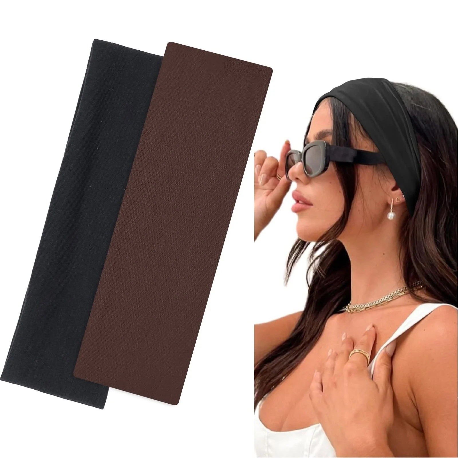 Спортивна Пов'язка на Голову 7 cm, Чорний, Коричневий, фото №1