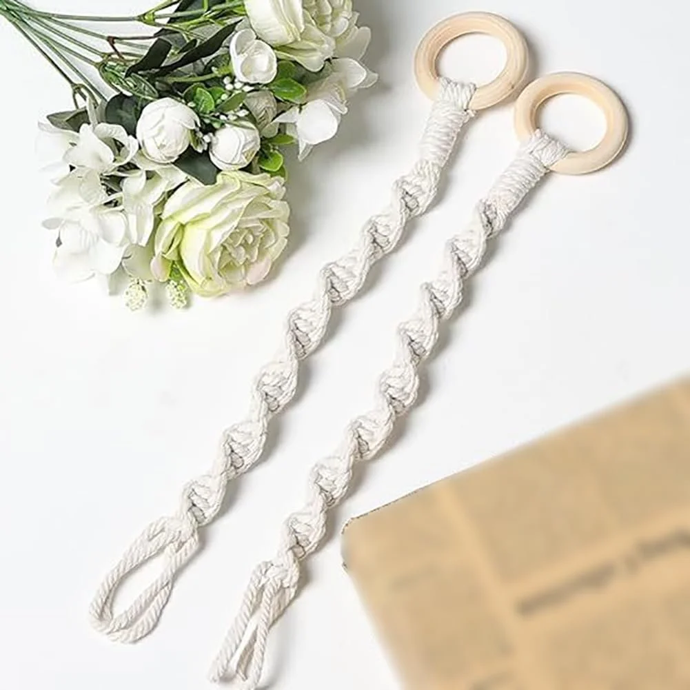 Удлинители для подвесов для растений 6 штук макраме плетеные ручной работы с деревянным кольцом, фото №4