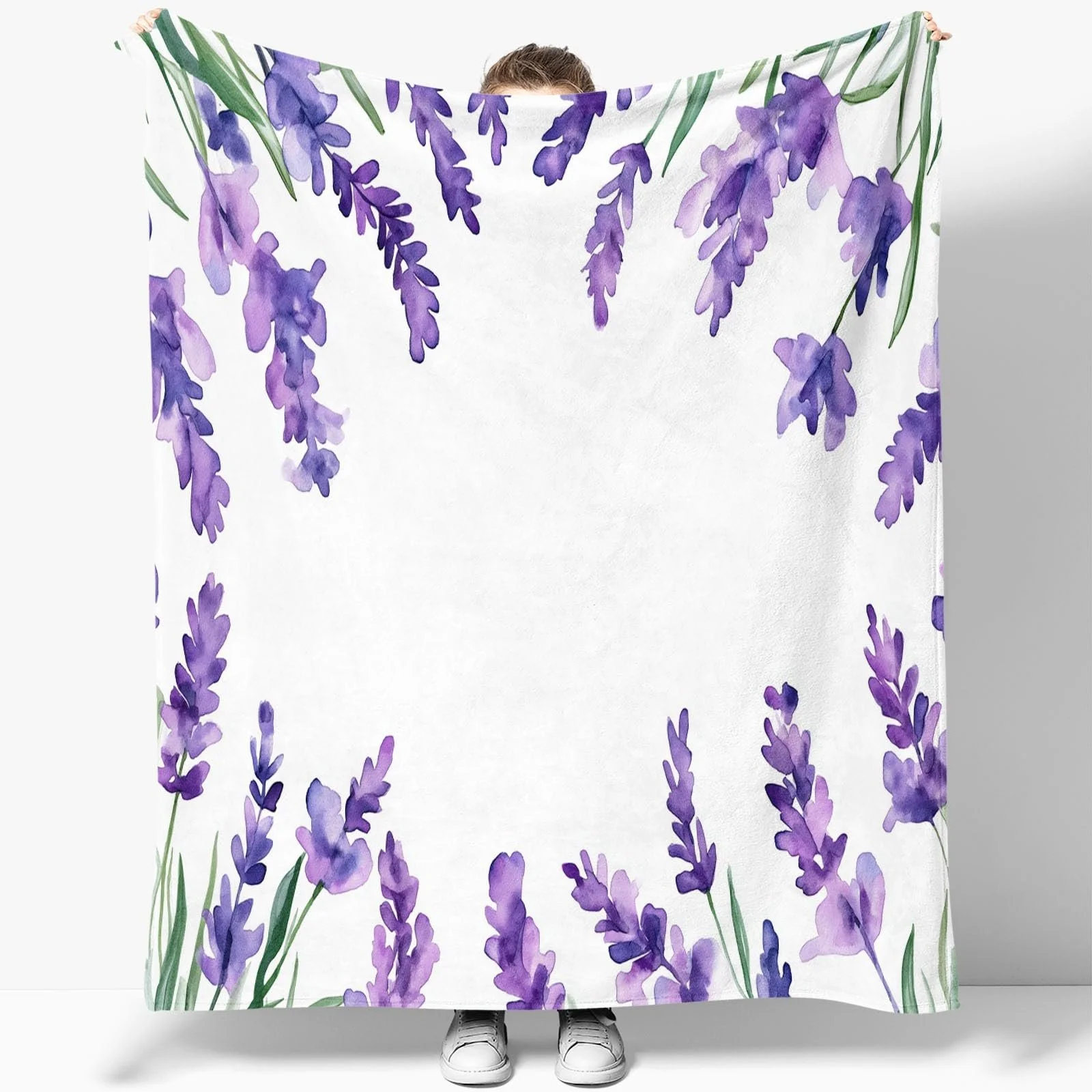 Плед фланелевый Premium, Акварельный лавандовый край, Фиолетовый, 200 x 200 см, фото №5