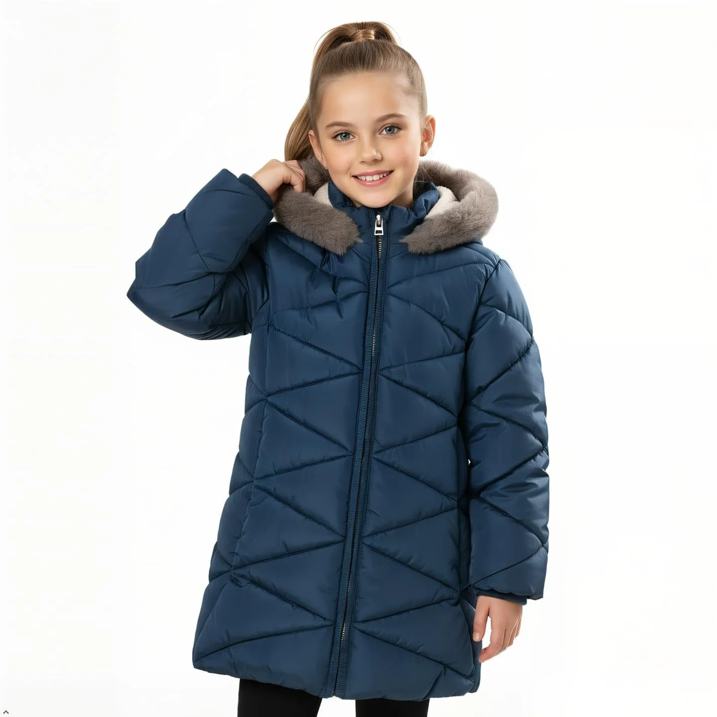 Зимове пальто з капюшоном Sunny Sprout для дівчат - зимова пухова куртка для дівчат з теплою флісовою підкладкою, фото №7