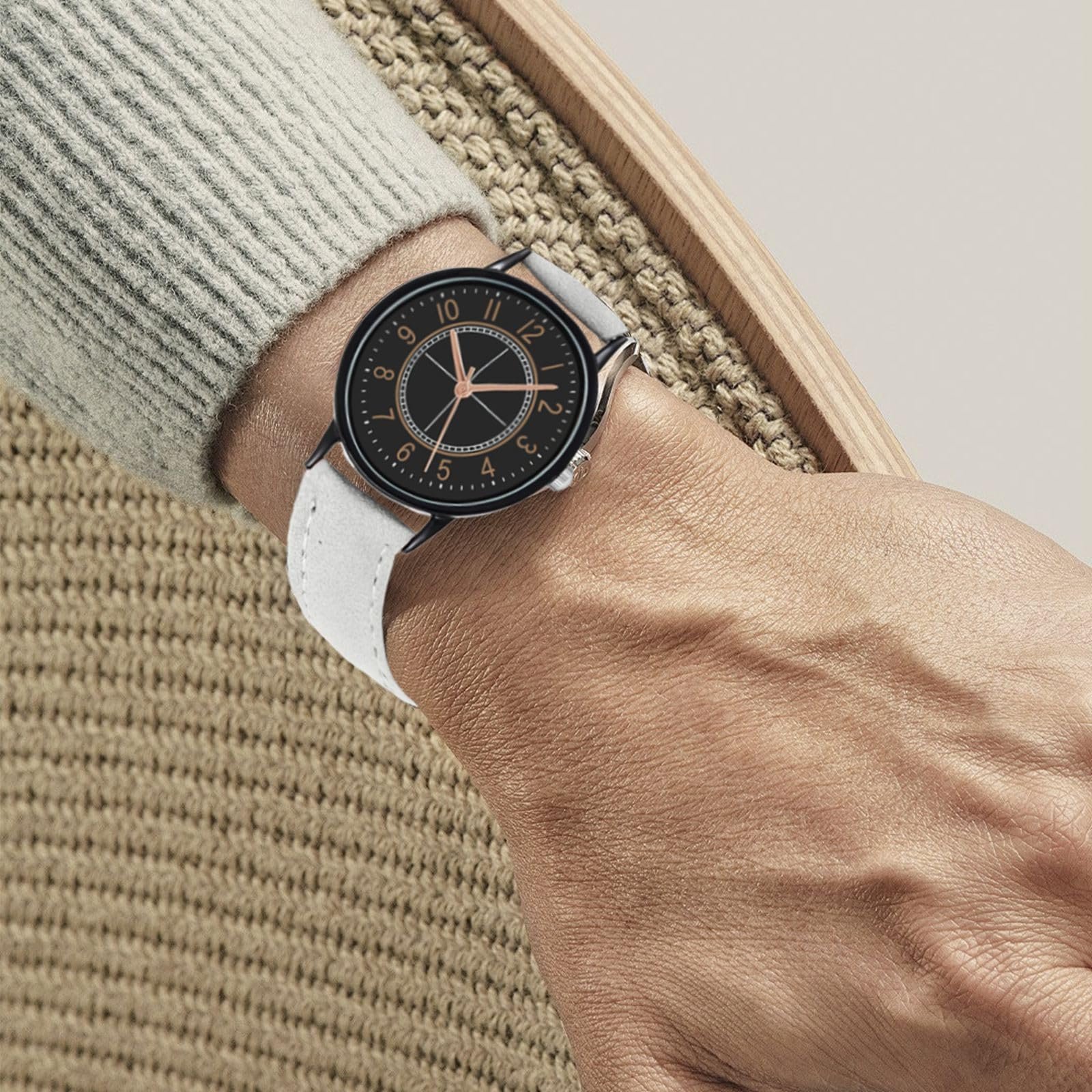 Женские аналоговые кварцевые часы с кожаным ремешком A, One Size, фото №4