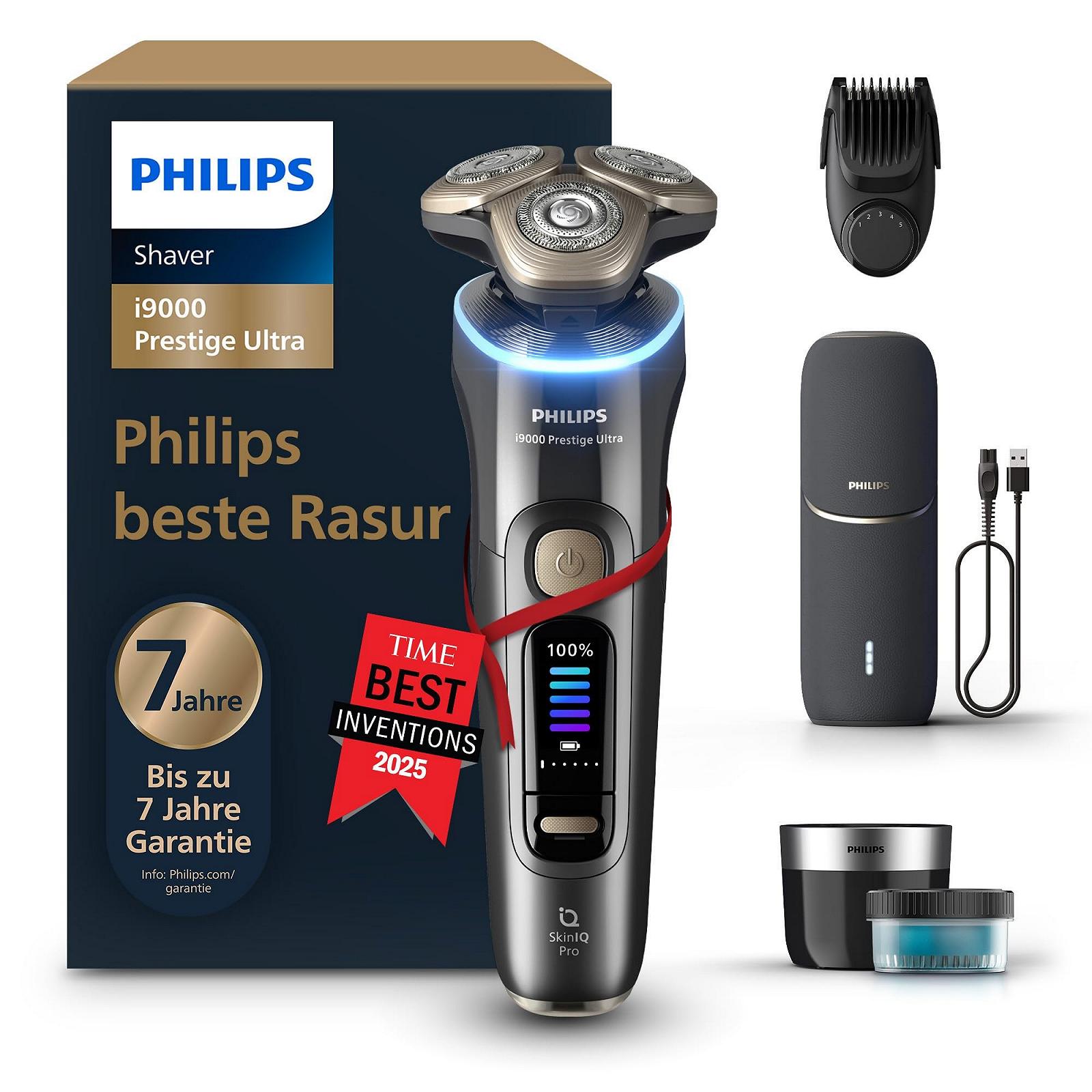 Електробритва Philips i9000 Prestige Ultra XP9402/46 для сухого та вологого гоління сенсор тиску та руху стайлер 5+1 очисна станція UV-футляр Синій (Adriatic), фото №1