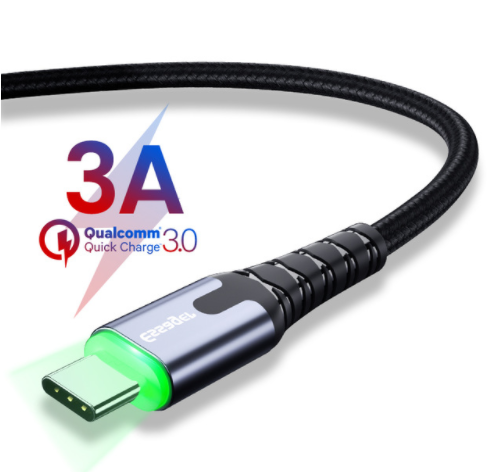 Зарядный кабель с подсветкой ESSAGER USB Type-C 3A 2метра(PS), фото №2 Зарядный кабель с подсветкой ESSAGER USB Type-C 3A 2метра(PS), фото №2