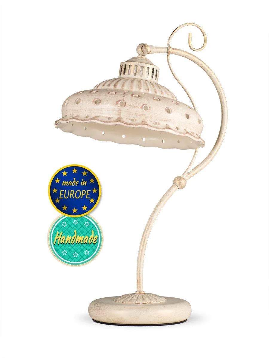 Настільна лампа Ceramic 4071414 Antique White Beige Brown Painted Handmade 1 x E27, фото №2