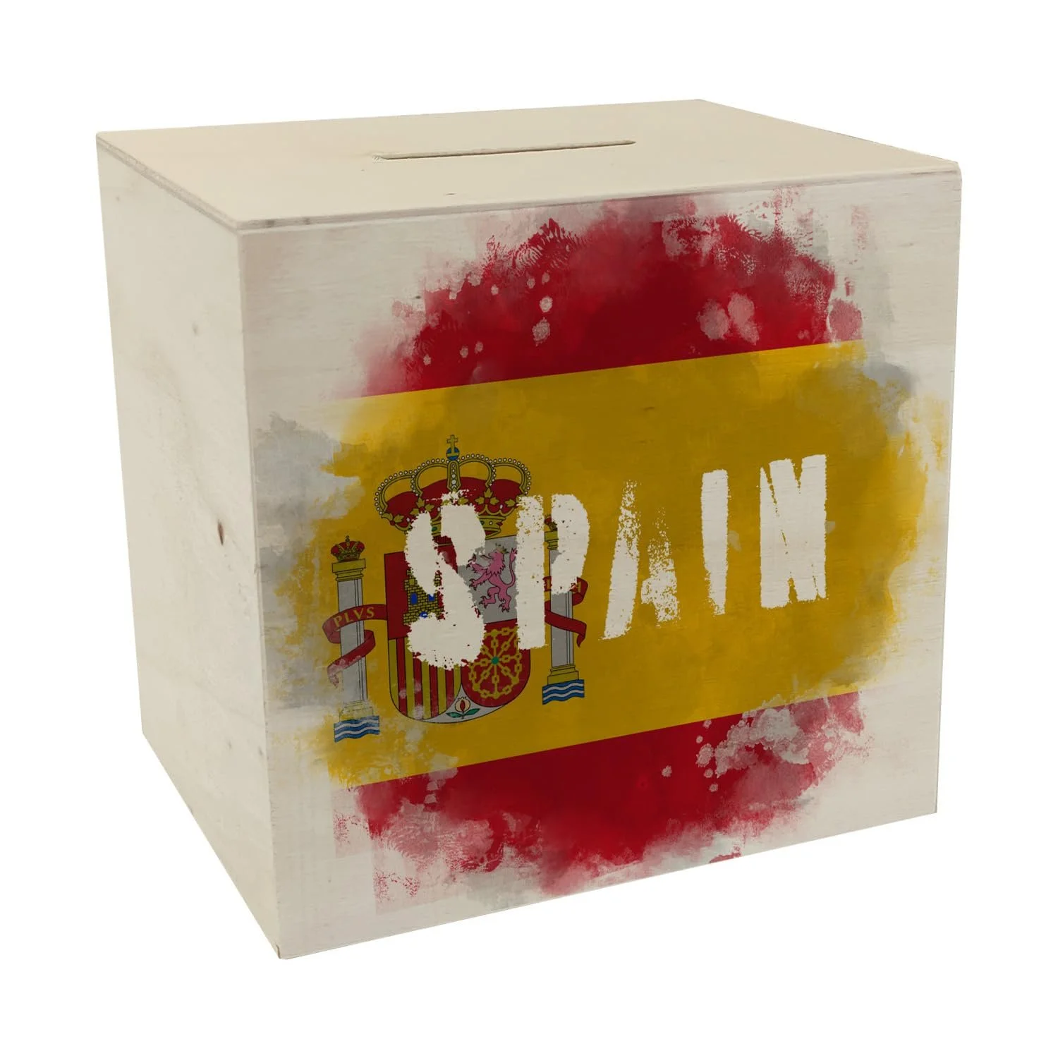 Скарбничка Spain Flag дерев'яна у вінтажному стилі, фото №1